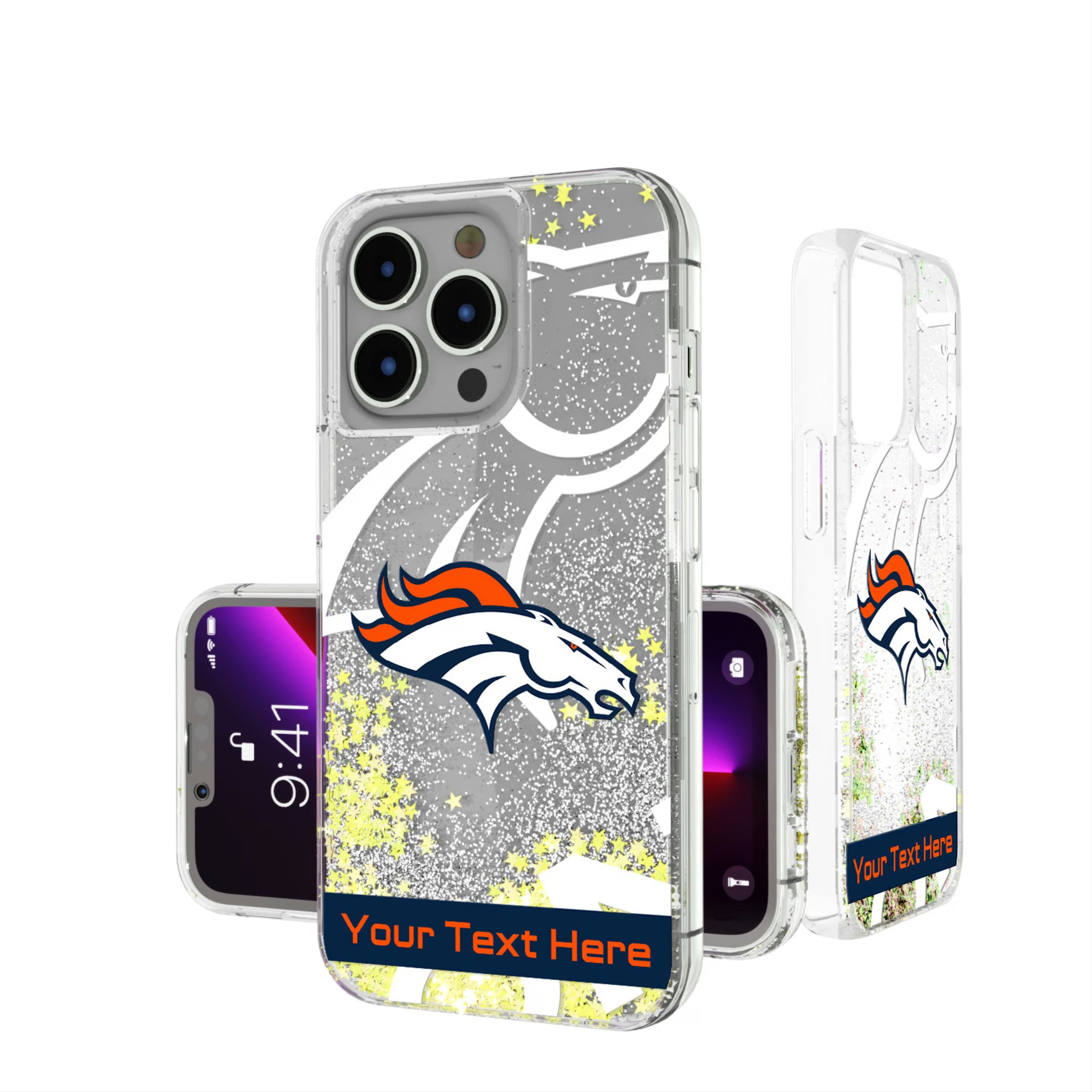 Denver Broncos Personalized Tilt iPhone Glitter Phone Case for Apple iPhone