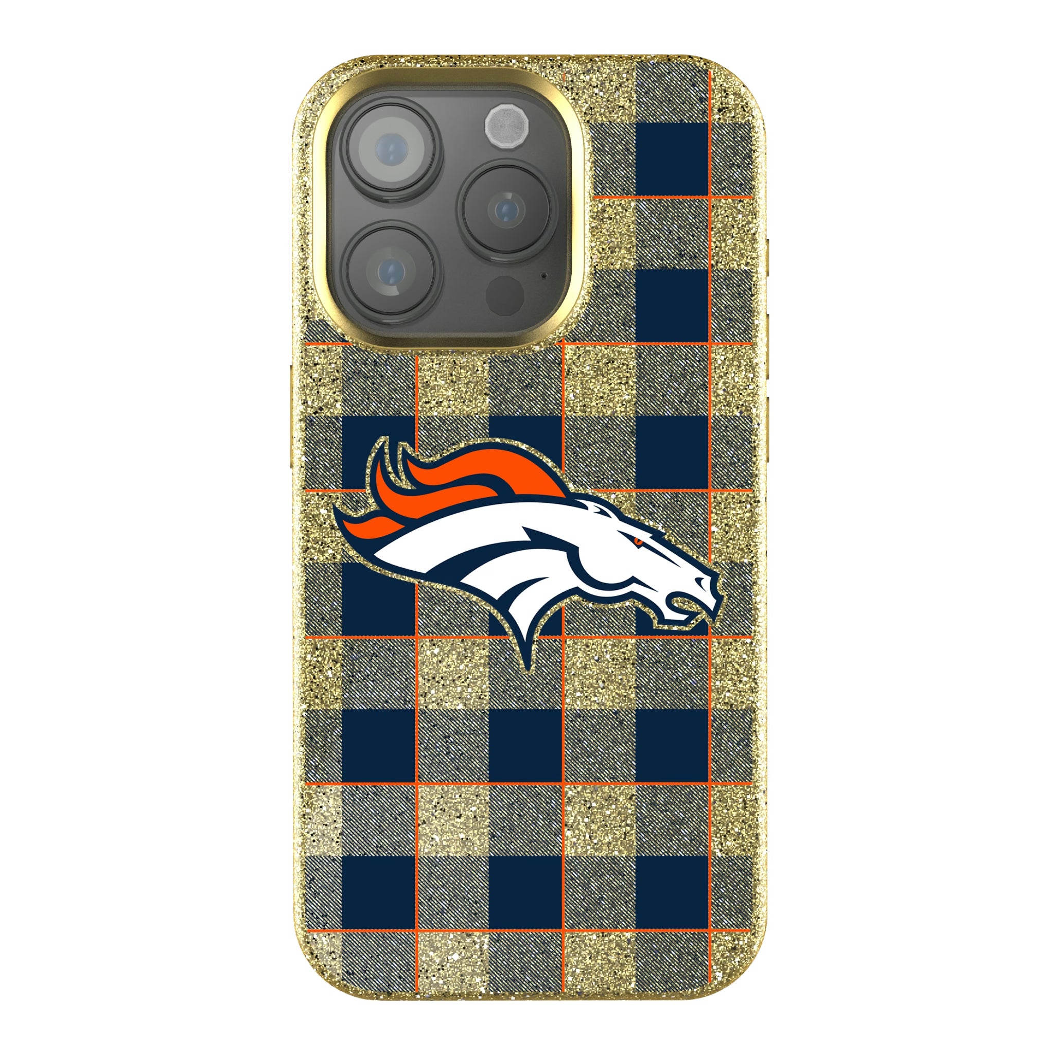 Denver Broncos Plaid iPhone Bling Phone Case for Apple iPhone