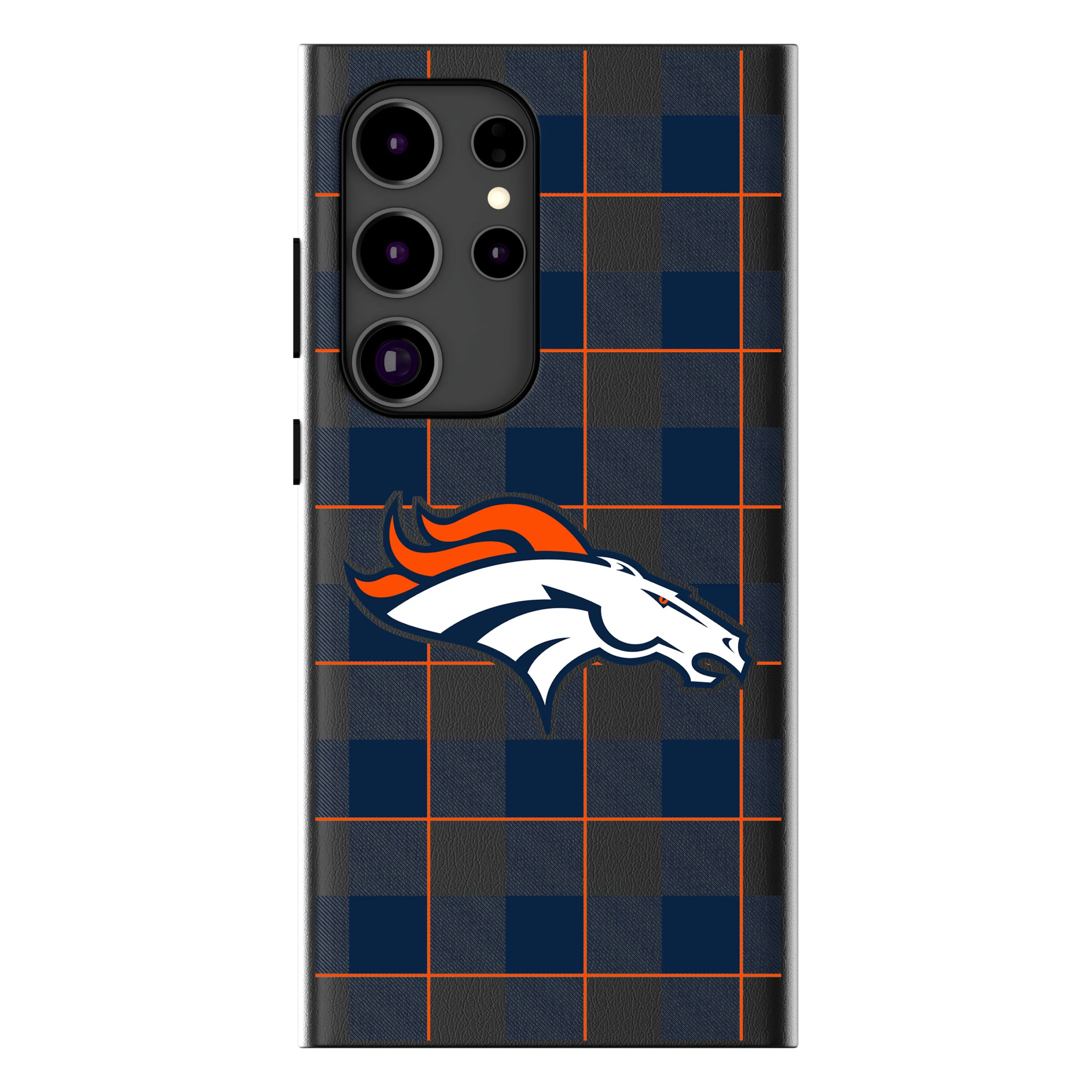 Denver Broncos Plaid Galaxy MagSafe Compatible Phone Case for Samsung Galaxy