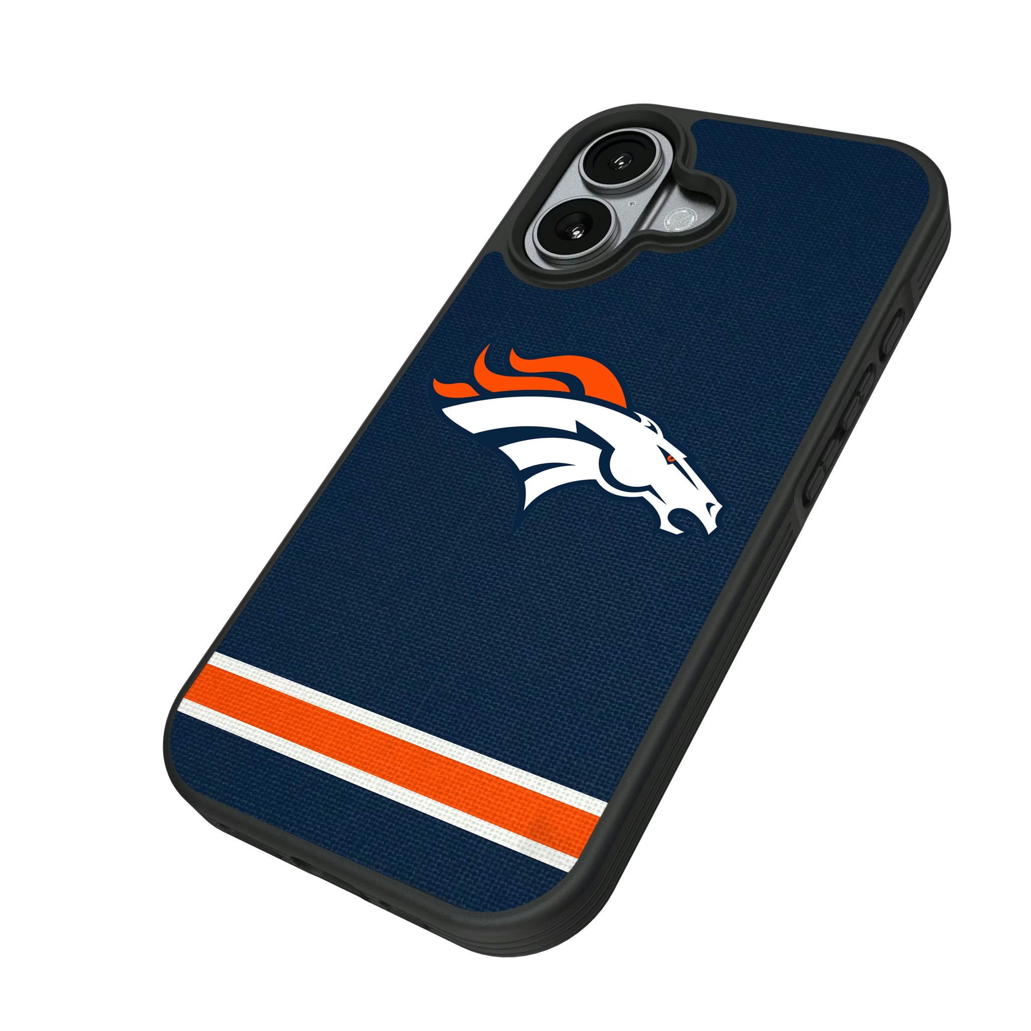 Denver Broncos Stripe iPhone Bump Phone Case for Apple iPhone - Isometric View#Device_iPhone 17