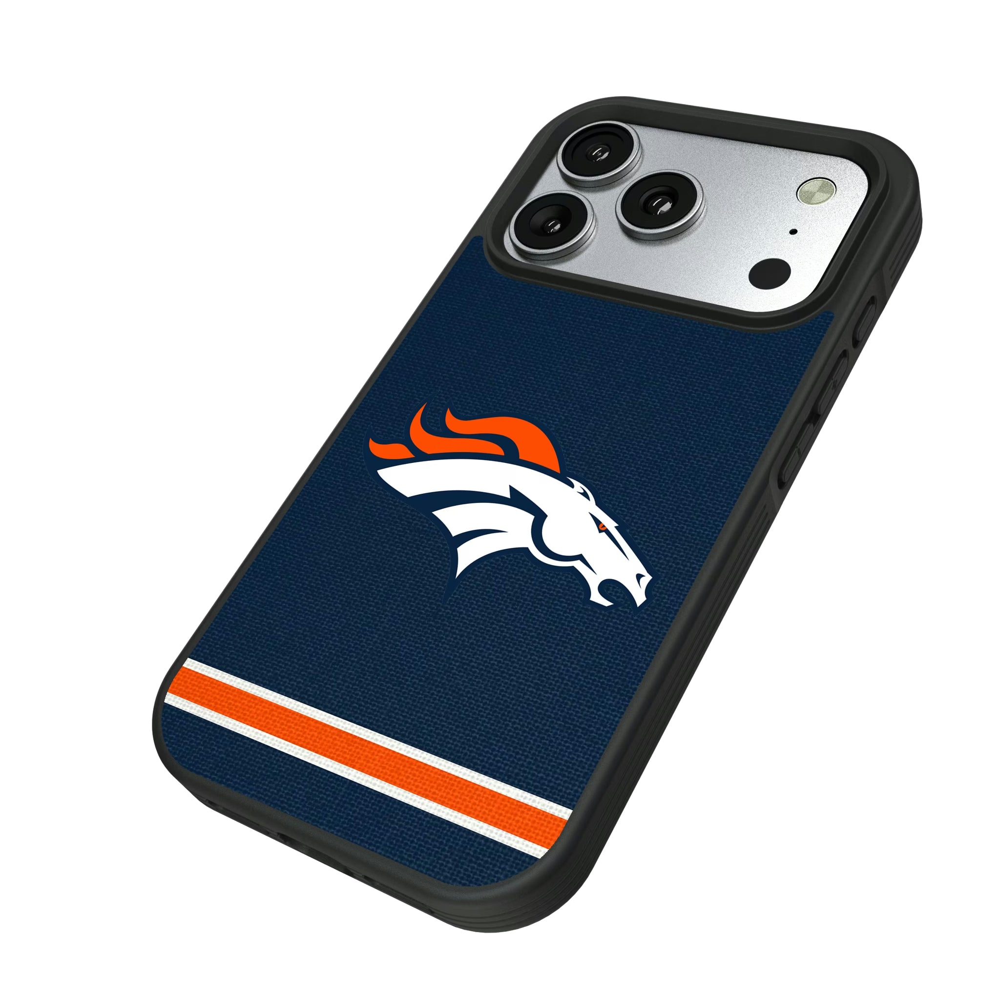 Denver Broncos Stripe iPhone Bump Phone Case for Apple iPhone - Isometric View#Device_iPhone 17 Pro