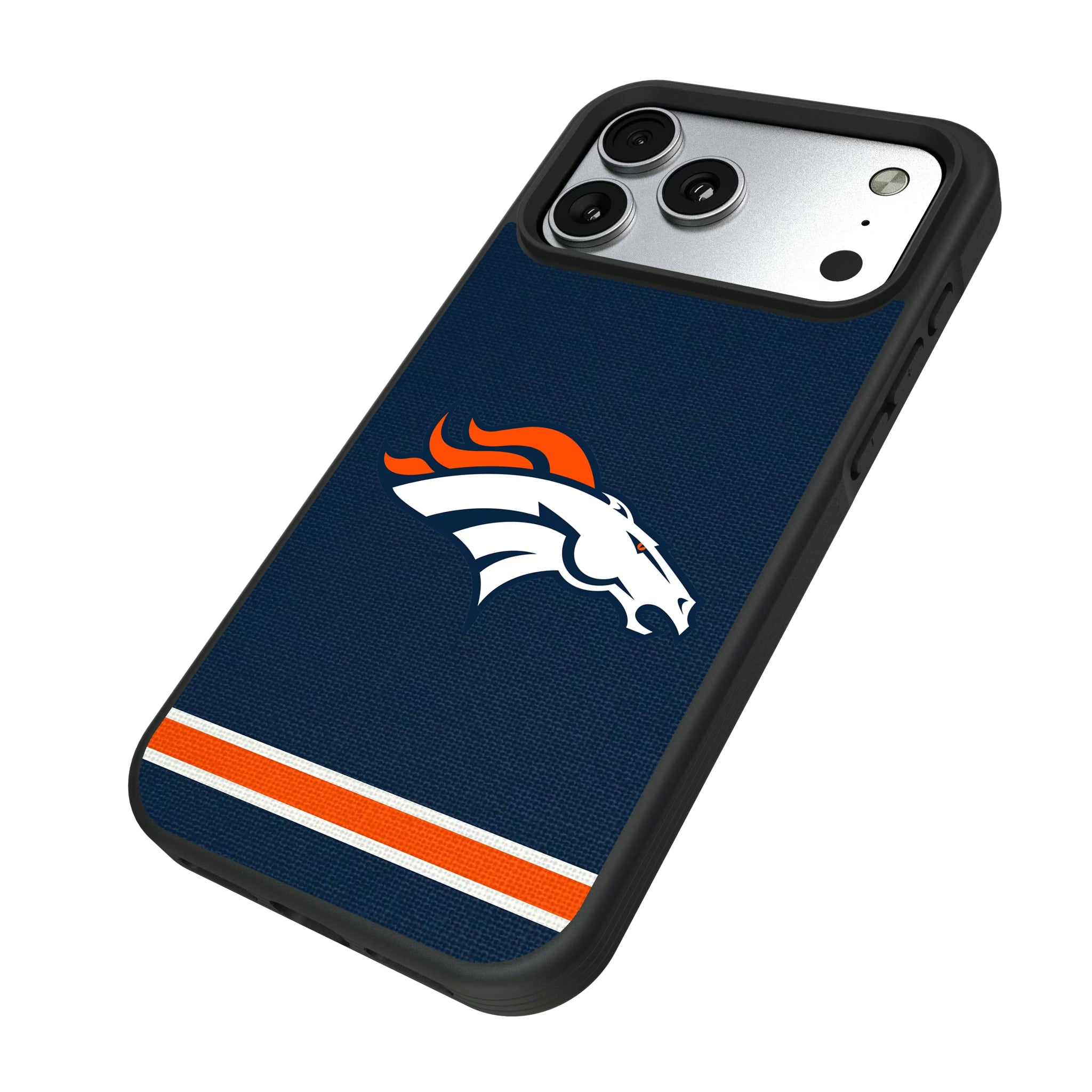 Denver Broncos Stripe iPhone Bump Phone Case for Apple iPhone - Isometric View#Device_iPhone 17 Pro Max