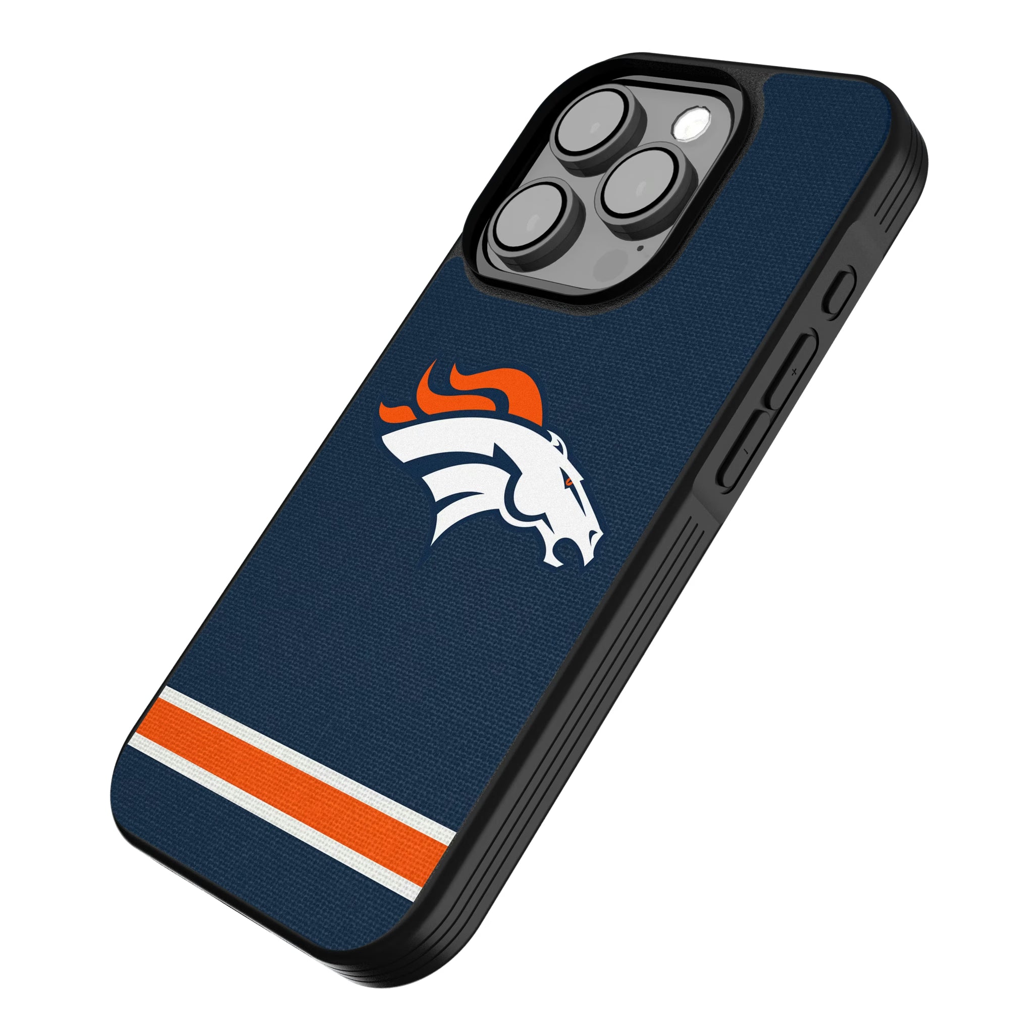 Denver Broncos Stripe iPhone Bump Phone Case for Apple iPhone - Isometric View