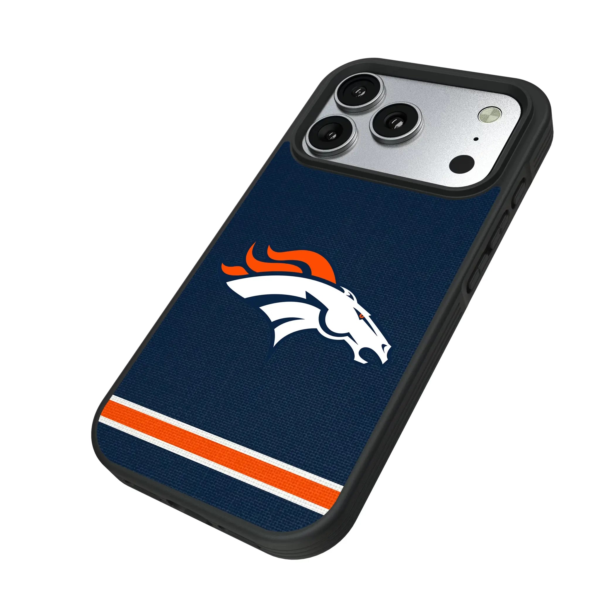 Denver Broncos Stripe iPhone Bump Phone Case for Apple iPhone - Isometric View#Device_iPhone 17 Pro