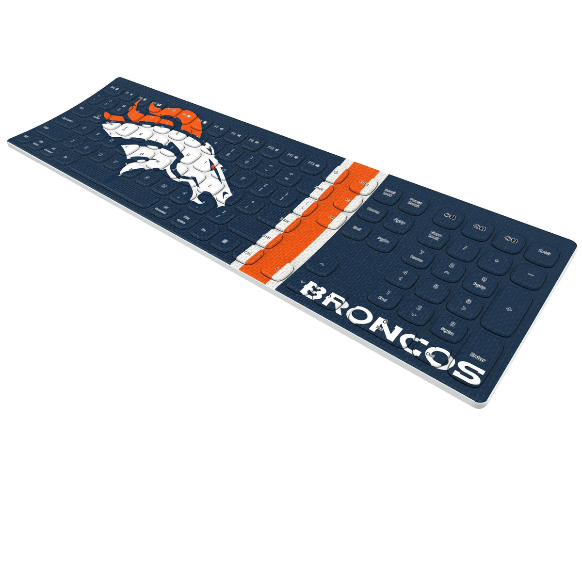Denver Broncos Stripe KKB605 Curved Wireless Keyboard - Isometric View