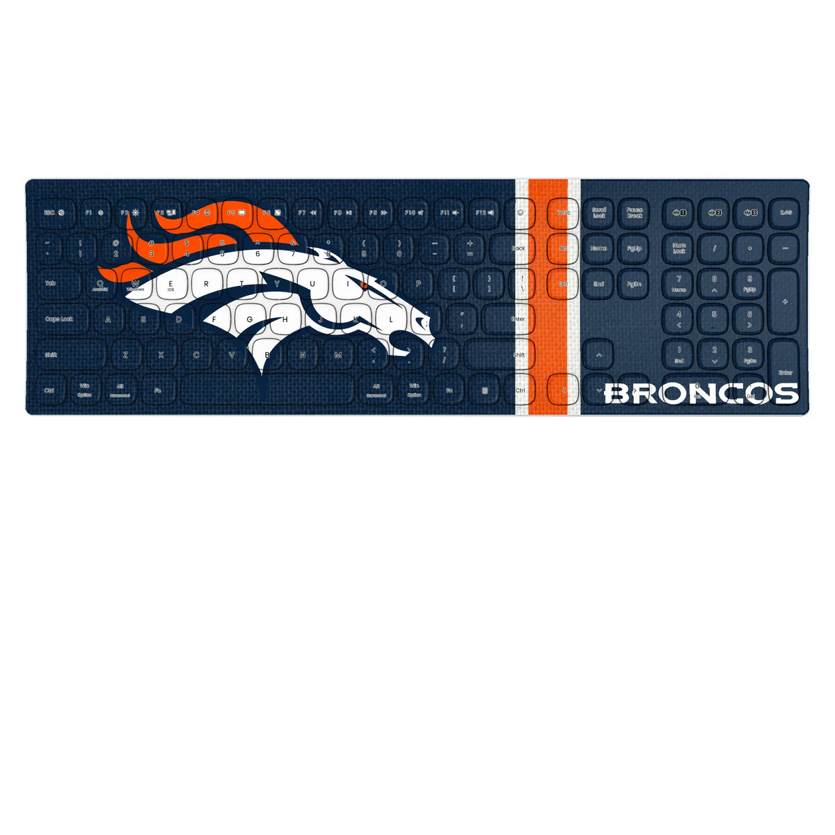 Denver Broncos Stripe KKB605 Curved Wireless Keyboard