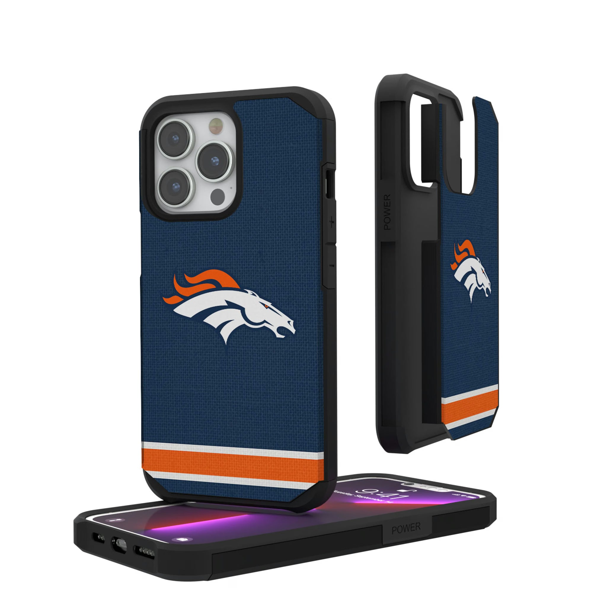 Denver Broncos Stripe iPhone Rugged Phone Case for Apple iPhone