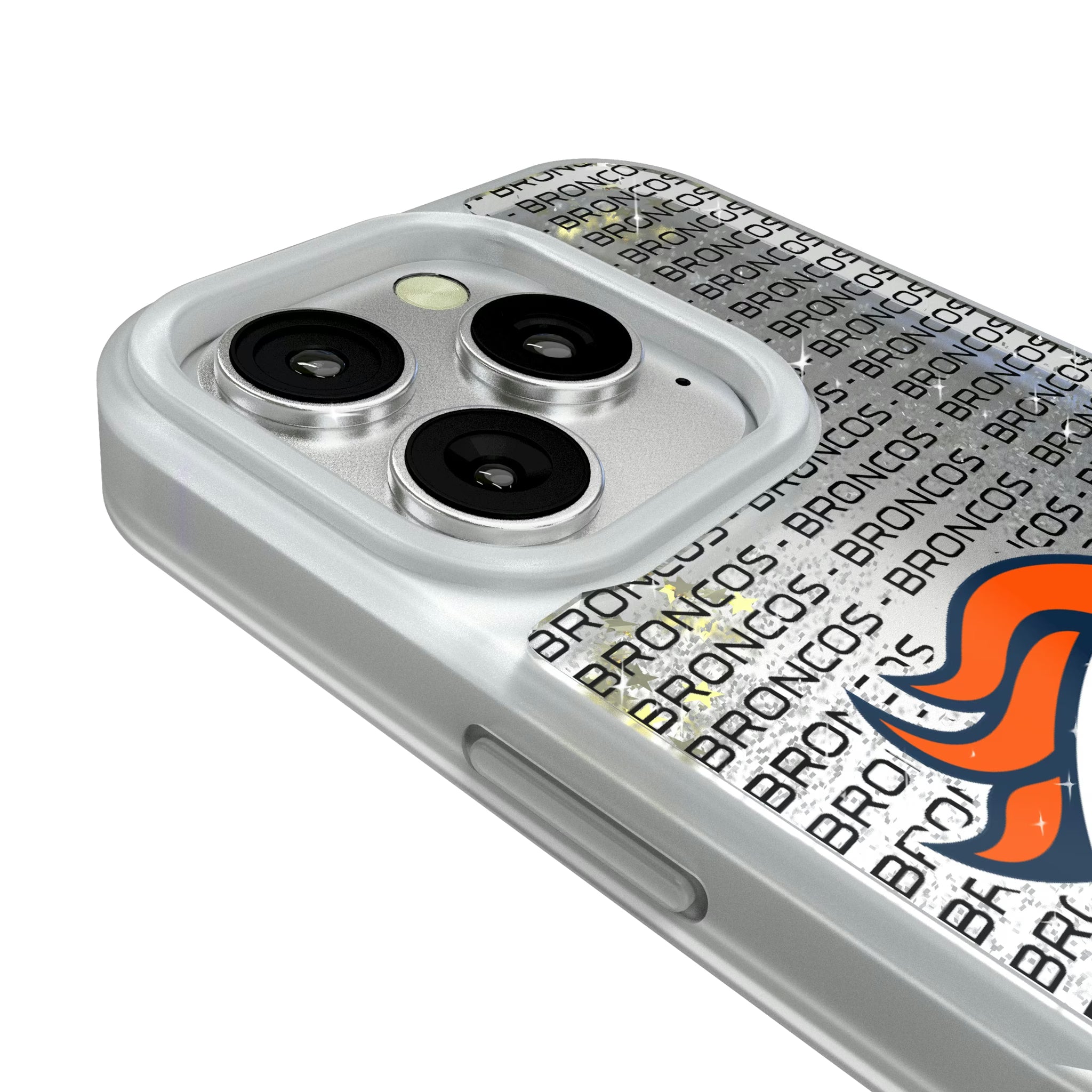 Denver Broncos Text Backdrop iPhone Glitter Phone Case for Apple iPhone - Detail#Device_iPhone 16 Pro
