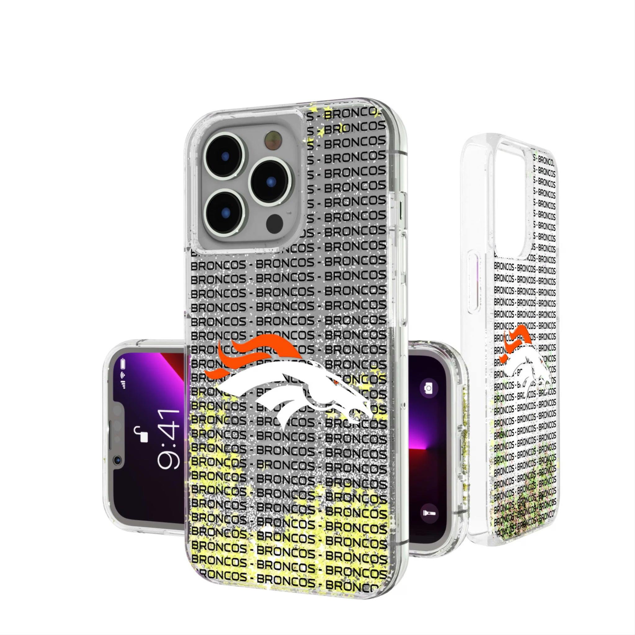 Denver Broncos Text Backdrop iPhone Glitter Phone Case for Apple iPhone