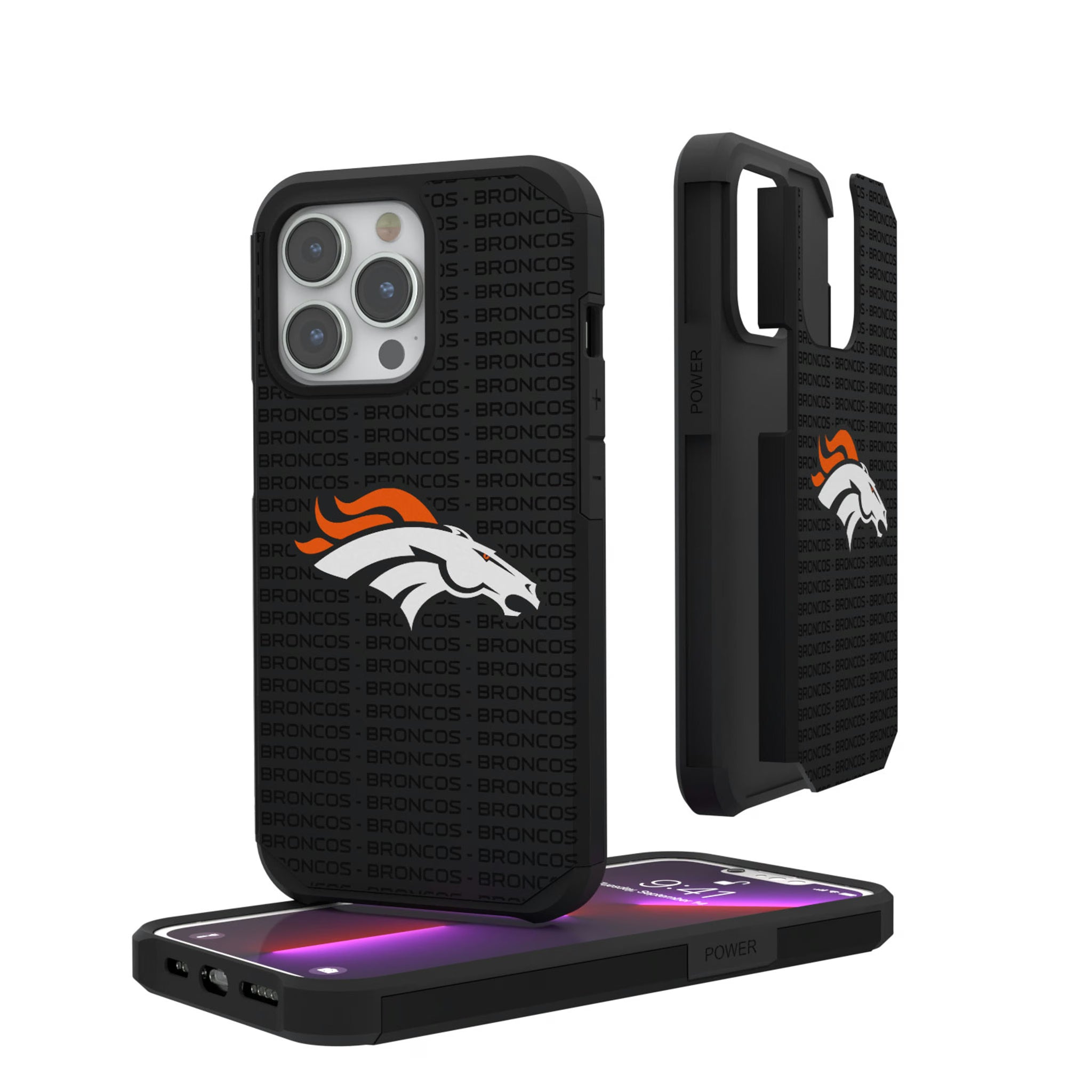 Denver Broncos Text Backdrop iPhone Rugged Phone Case for Apple iPhone