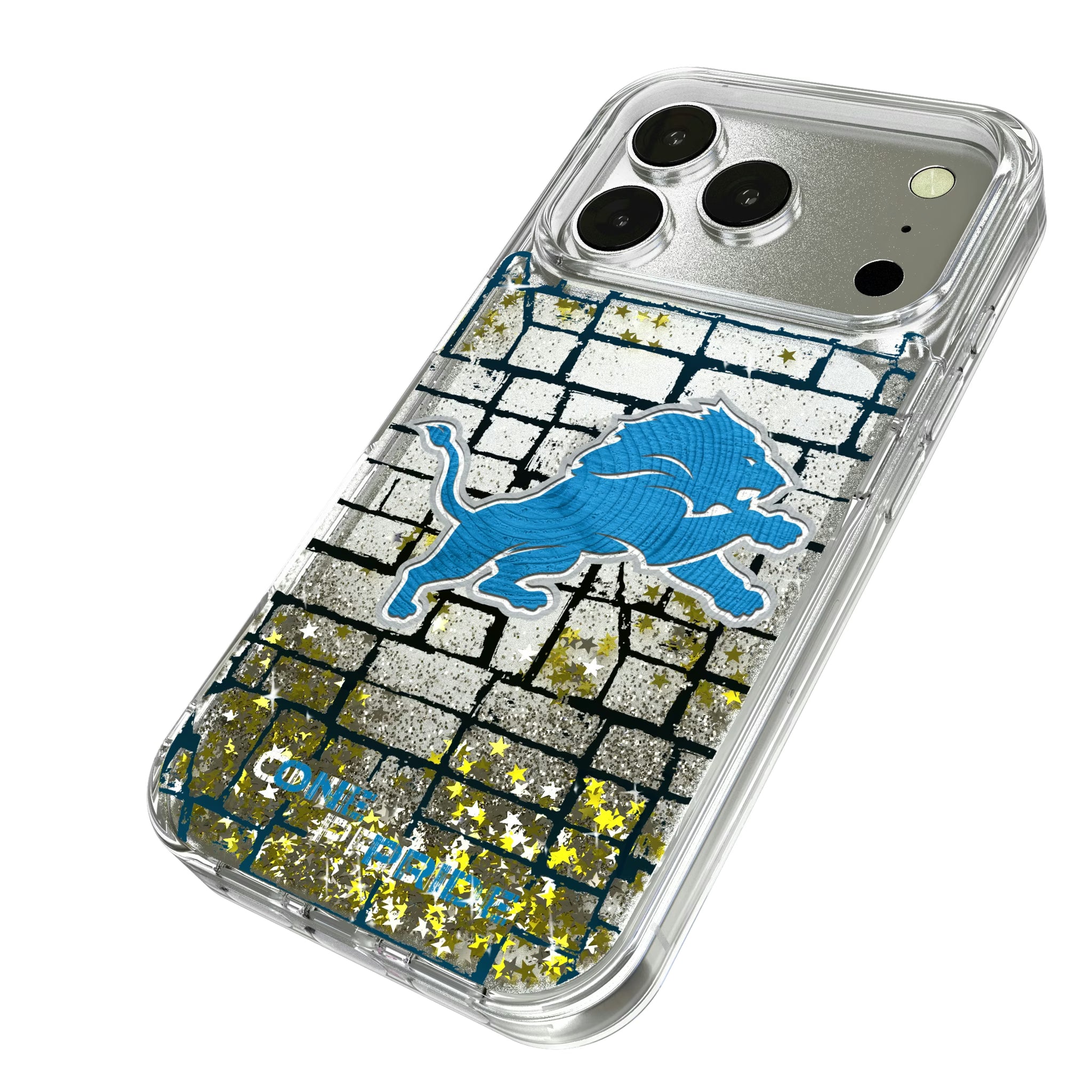 Detroit Lions Brick iPhone Glitter Phone Case for Apple iPhone - Isometric View