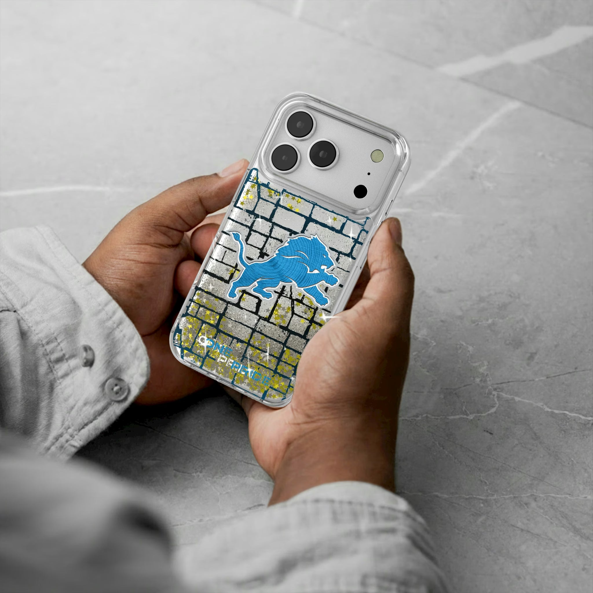 Detroit Lions Brick iPhone Glitter Phone Case for Apple iPhone - Lifestyle