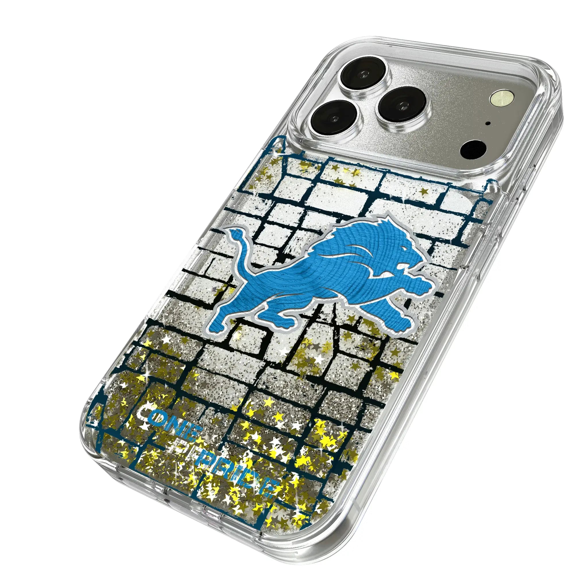 Detroit Lions Brick iPhone Glitter Phone Case for Apple iPhone - Isometric View