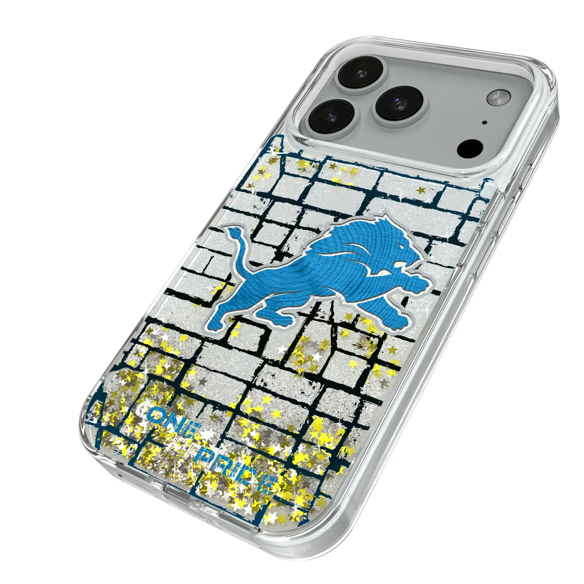 Detroit Lions Brick iPhone Glitter Phone Case for Apple iPhone - Isometric View#Device_iPhone 18 Pro