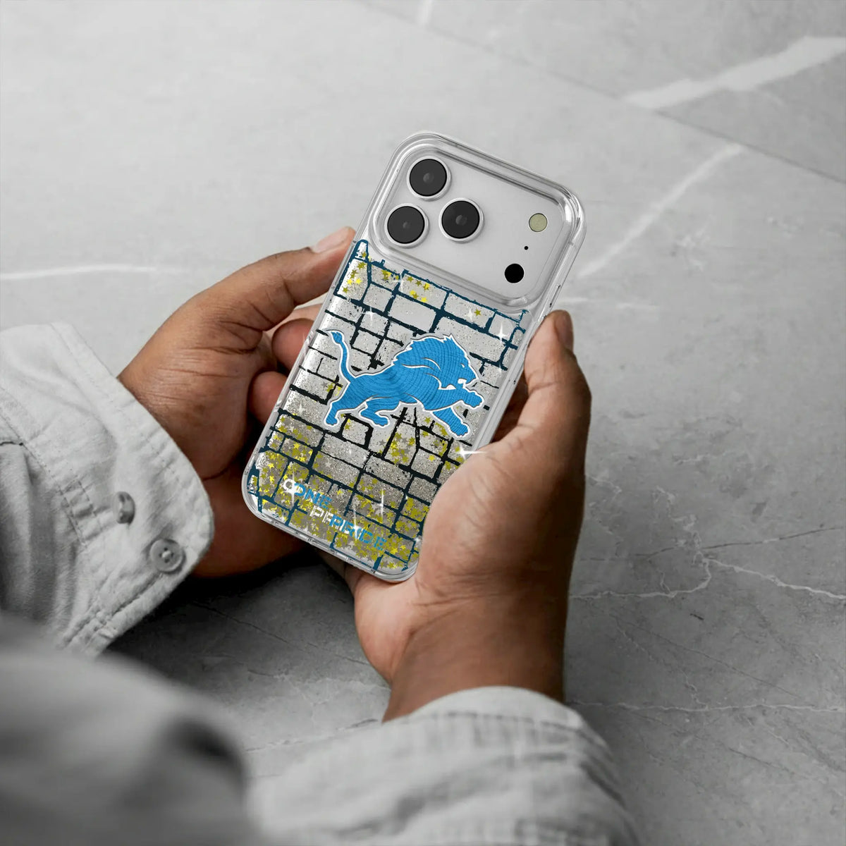 Detroit Lions Brick iPhone Glitter Phone Case for Apple iPhone - Lifestyle#Device_iPhone 18 Pro