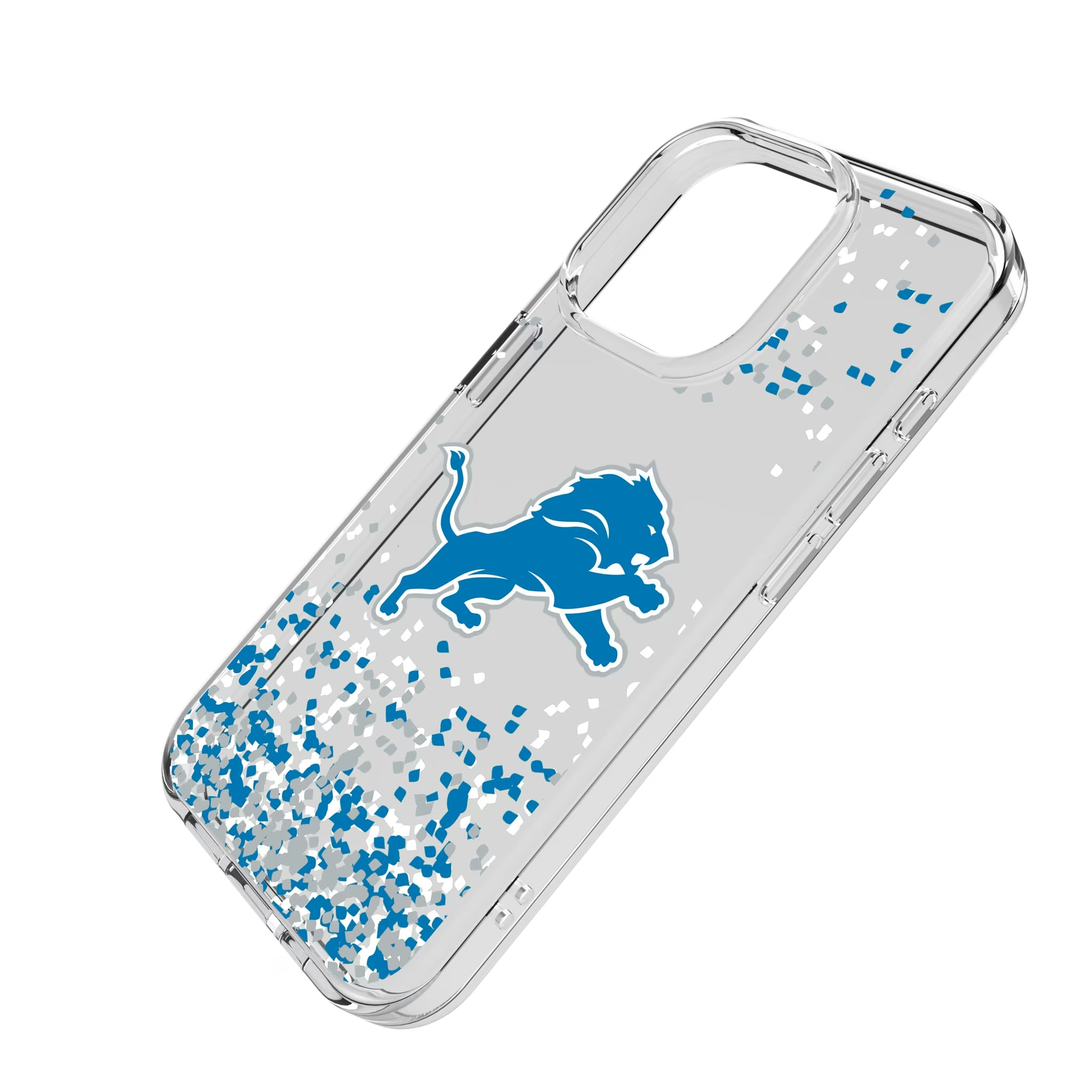 Detroit Lions Confetti iPhone Clear Phone Case for Apple iPhone - Isometric View