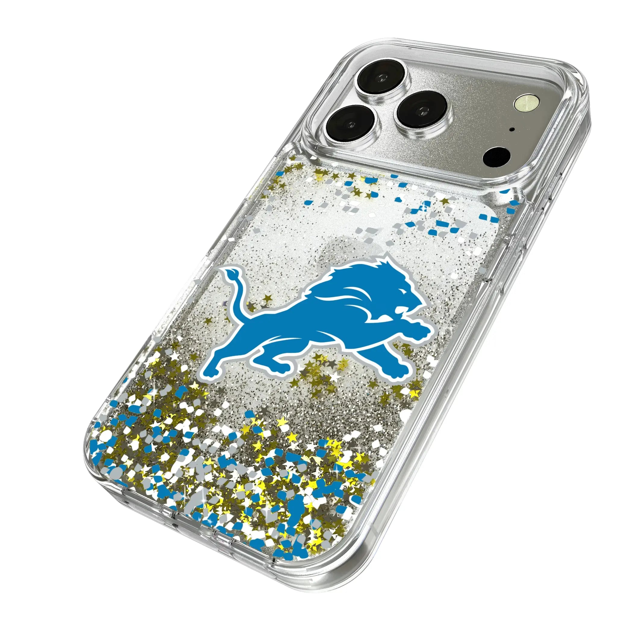 Detroit Lions Confetti iPhone Glitter Phone Case for Apple iPhone - Isometric View