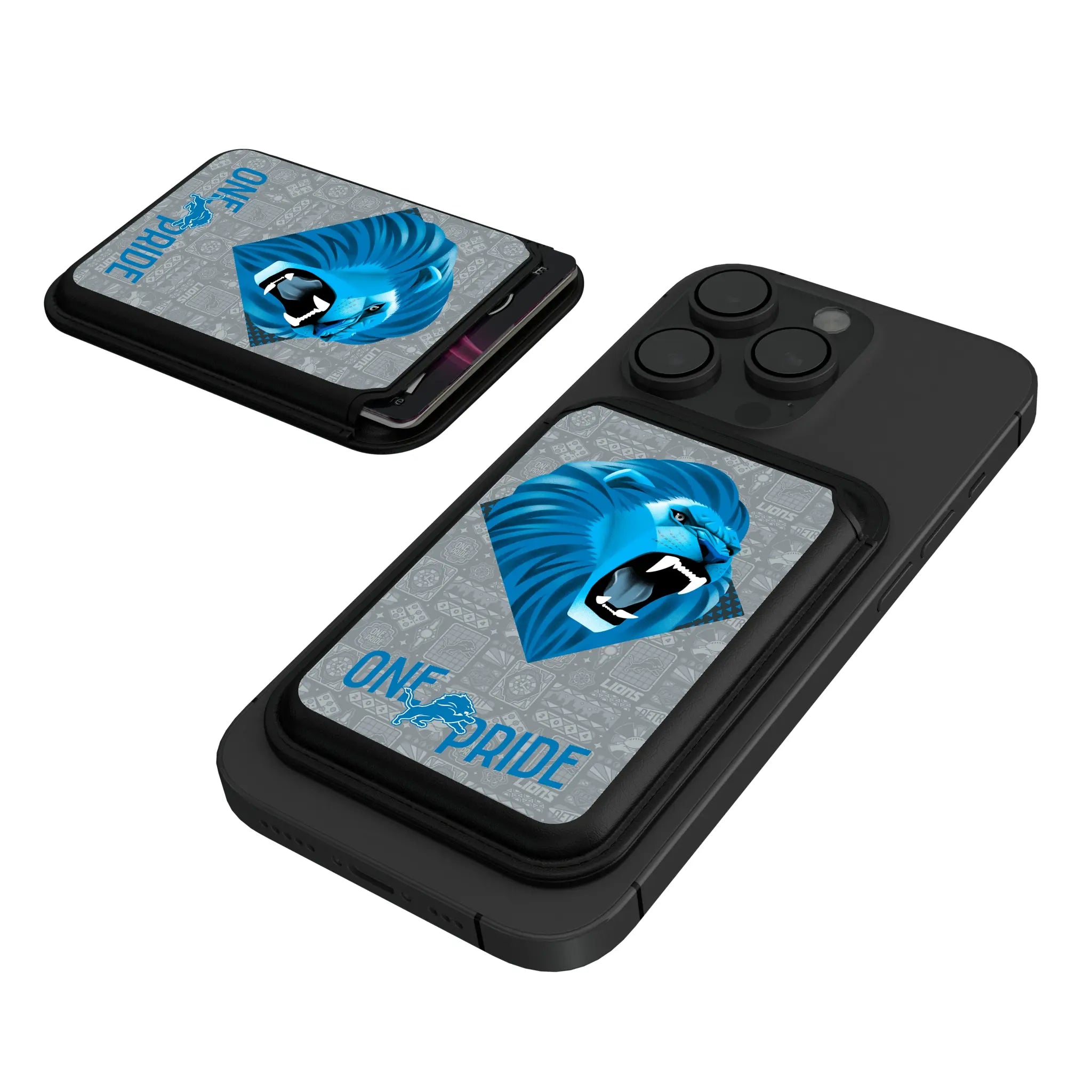 Detroit Lions Deco Black Magnetic Credit Card Wallet
