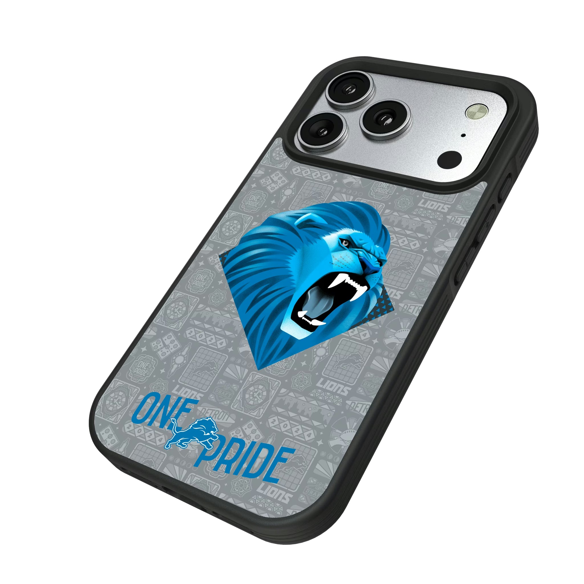 Detroit Lions Deco iPhone Bump Phone Case for Apple iPhone - Isometric View#Device_iPhone 17 Pro