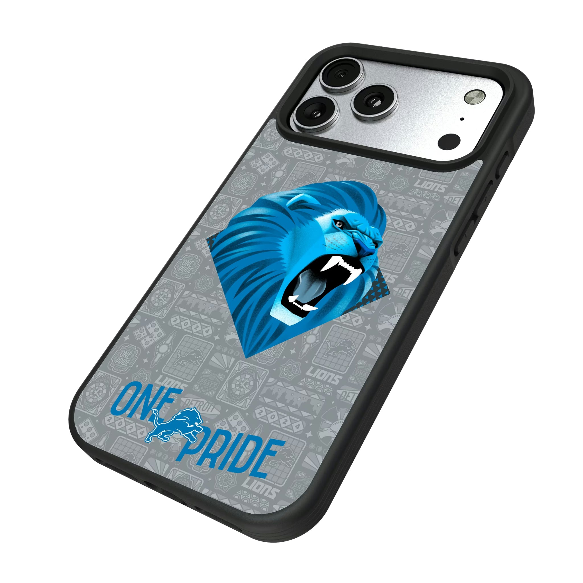 Detroit Lions Deco iPhone Bump Phone Case for Apple iPhone - Isometric View#Device_iPhone 17 Pro Max