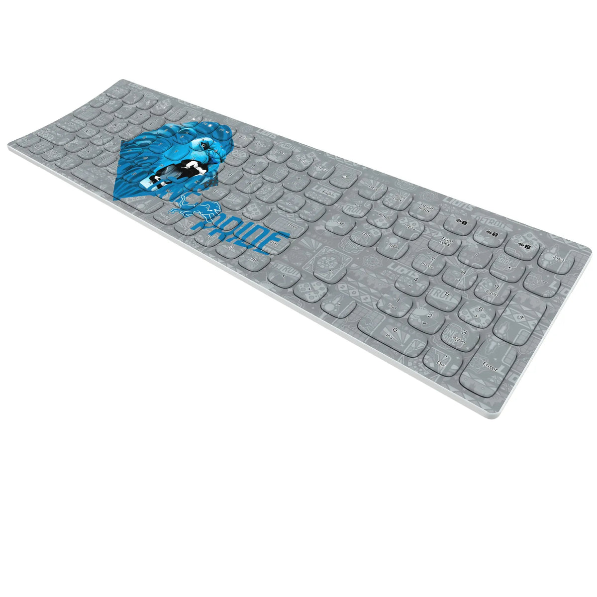Detroit Lions Deco KKB605 Curved Wireless Keyboard - Isometric View
