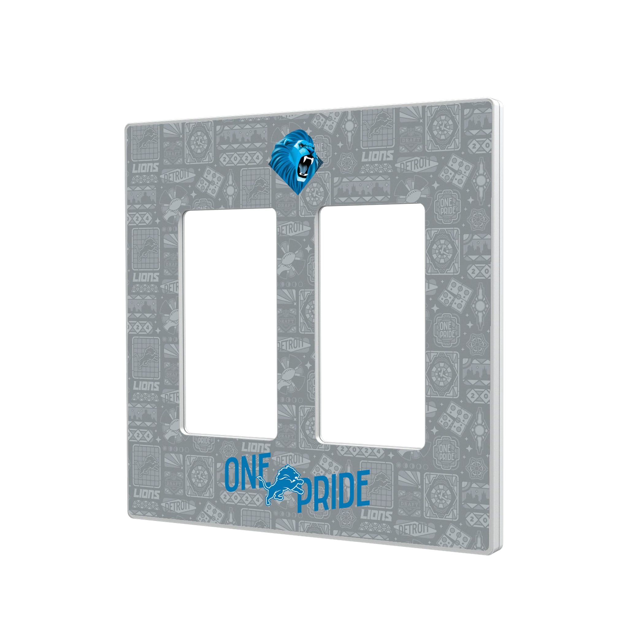 Detroit Lions Deco Hidden-Screw Light Switch Plate#Style_Double Rocker