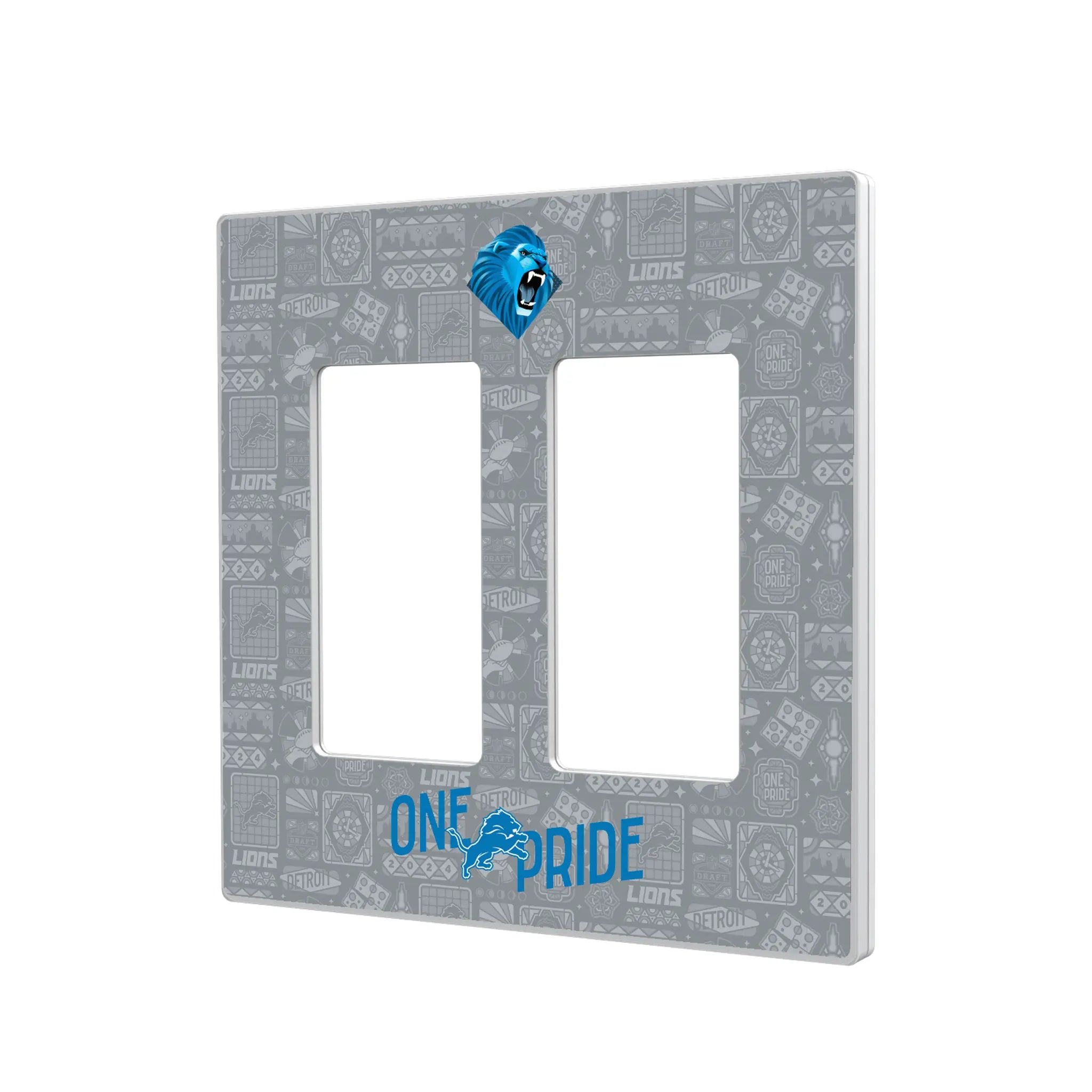 Detroit Lions Deco Hidden-Screw Light Switch Plate#Style_Double Rocker