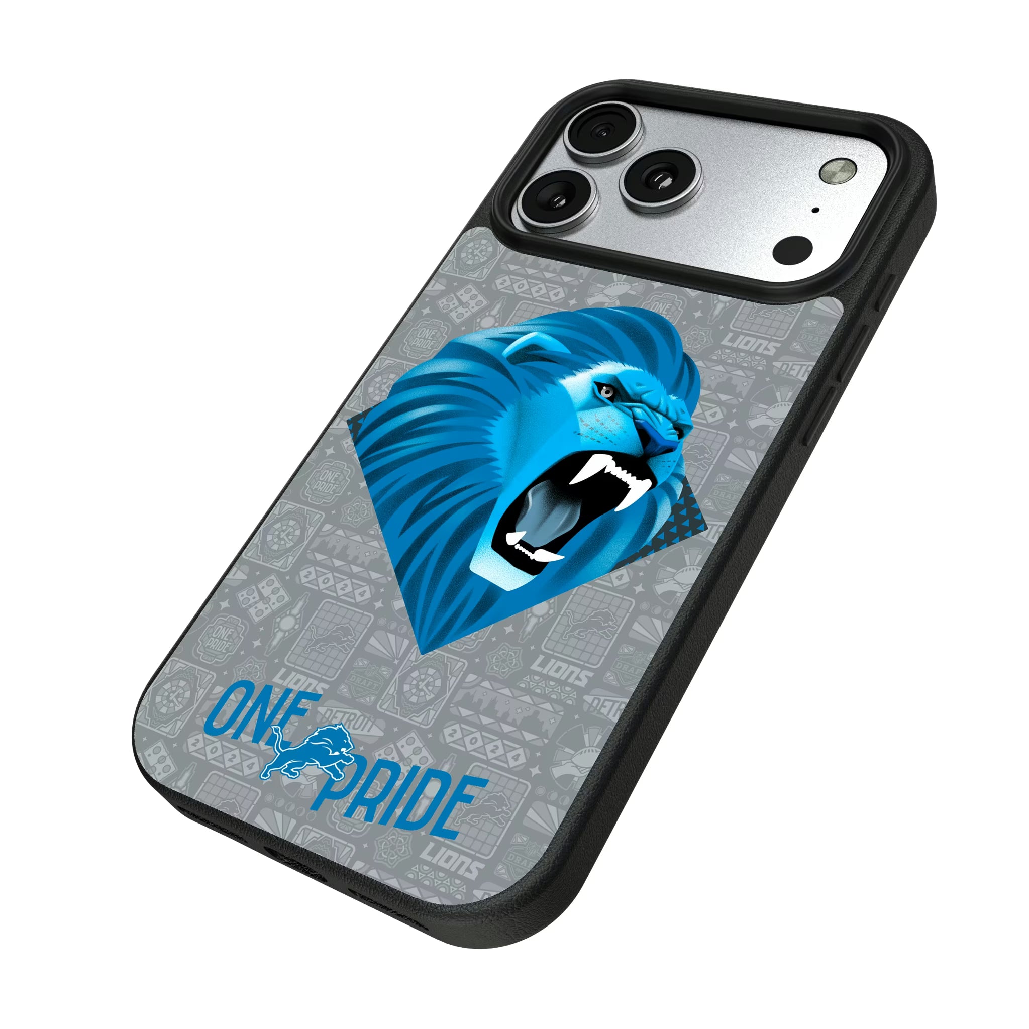 Detroit Lions Deco iPhone MagSafe Compatible Phone Case for Apple iPhone - Isometric View#Device_iPhone 17 Pro Max