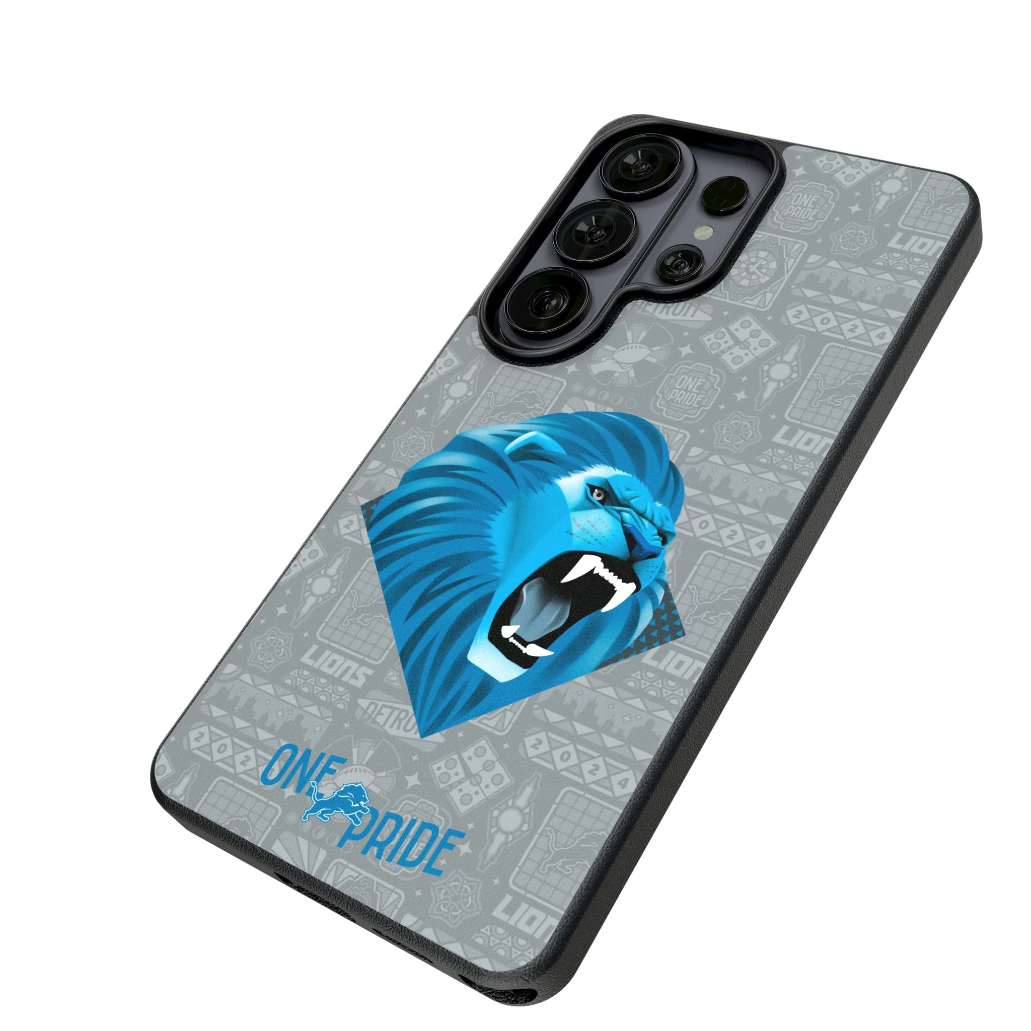 Detroit Lions Deco Galaxy MagSafe Compatible Phone Case for Samsung Galaxy - Isometric View