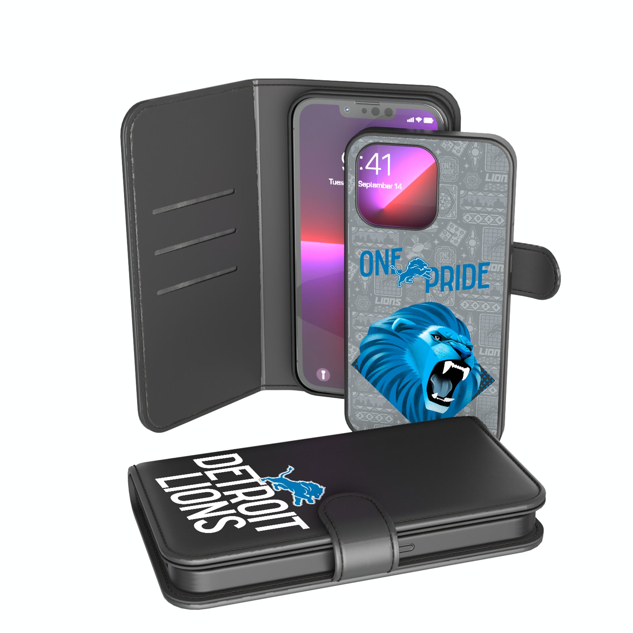 Detroit Lions Deco iPhone Wallet Phone Case for Apple iPhone