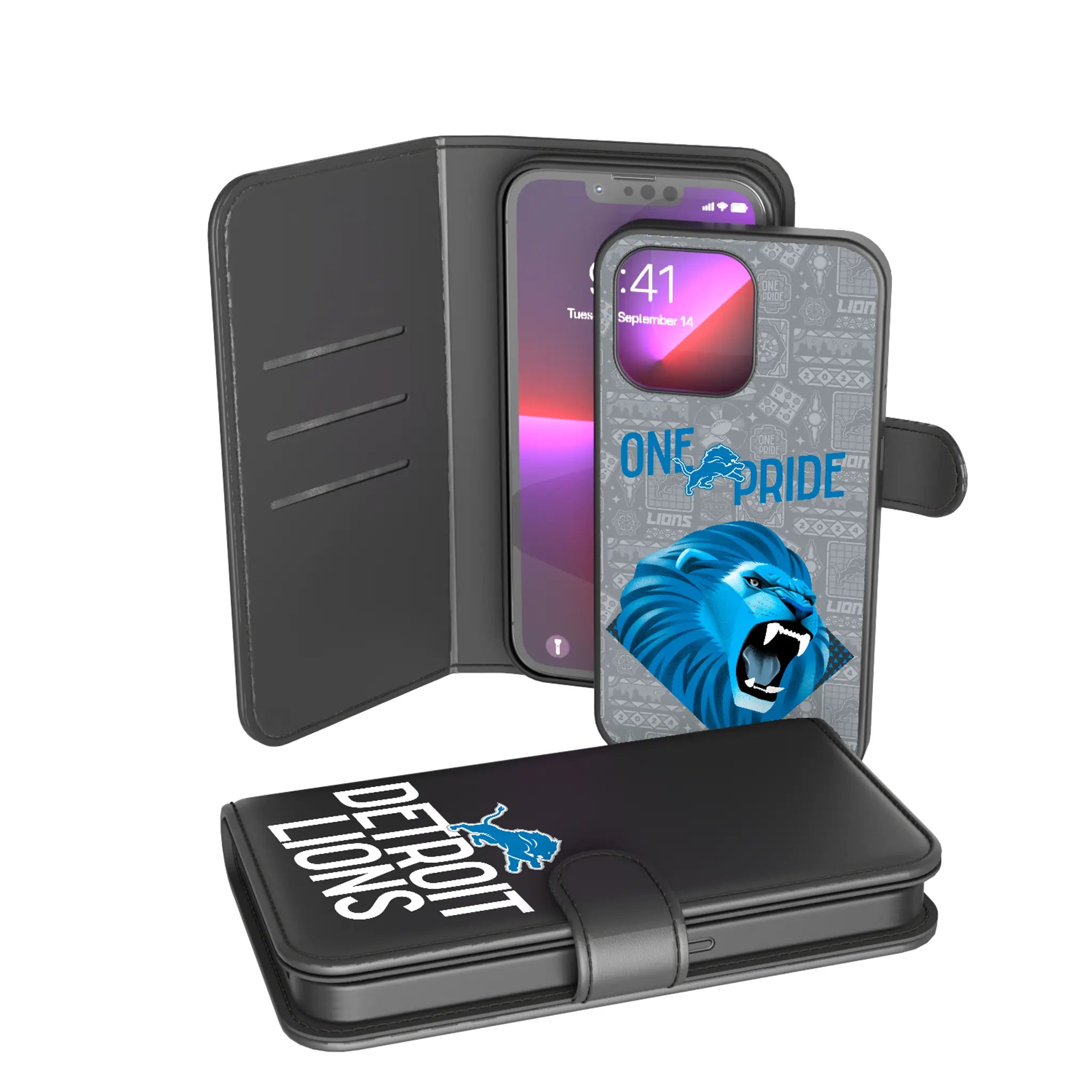 Detroit Lions Deco iPhone Wallet Phone Case for Apple iPhone
