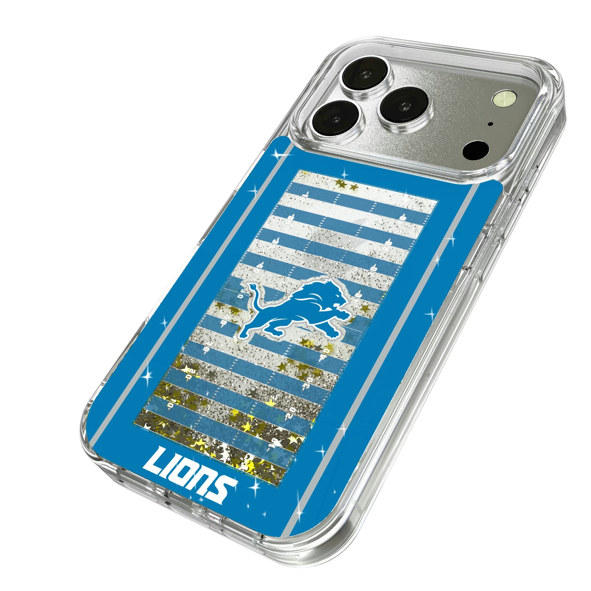 Detroit Lions Field iPhone Glitter Phone Case for Apple iPhone - Isometric View