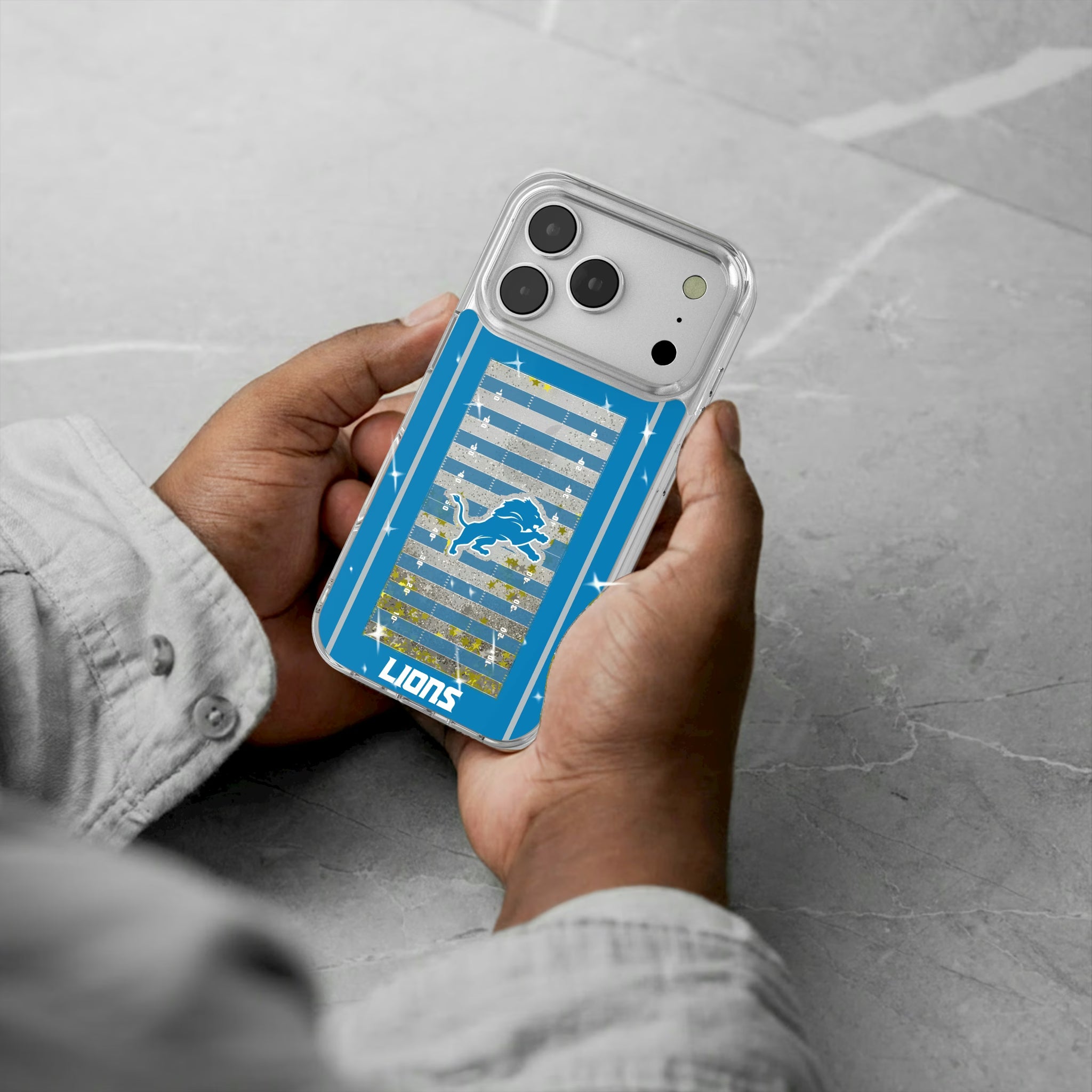 Detroit Lions Field iPhone Glitter Phone Case for Apple iPhone - Lifestyle