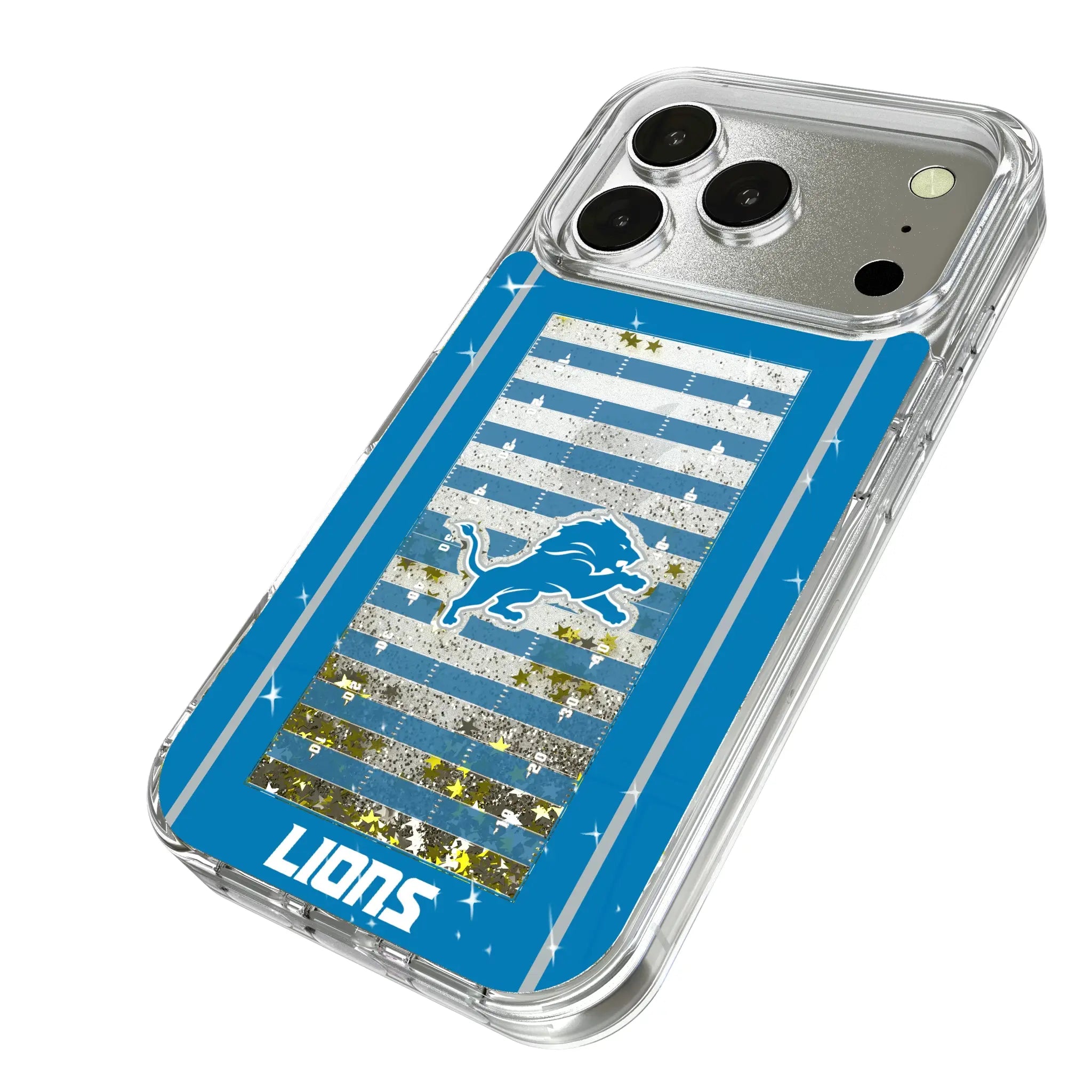 Detroit Lions Field iPhone Glitter Phone Case for Apple iPhone - Isometric View