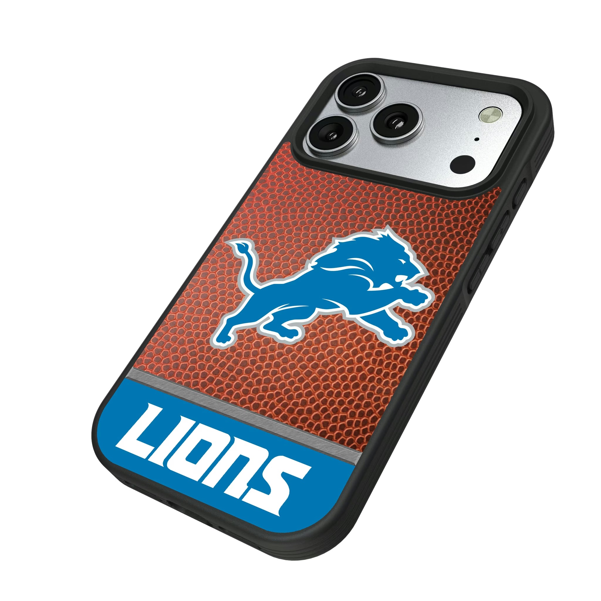 Detroit Lions Football Wordmark iPhone Bump Phone Case for Apple iPhone - Isometric View#Device_iPhone 17 Pro