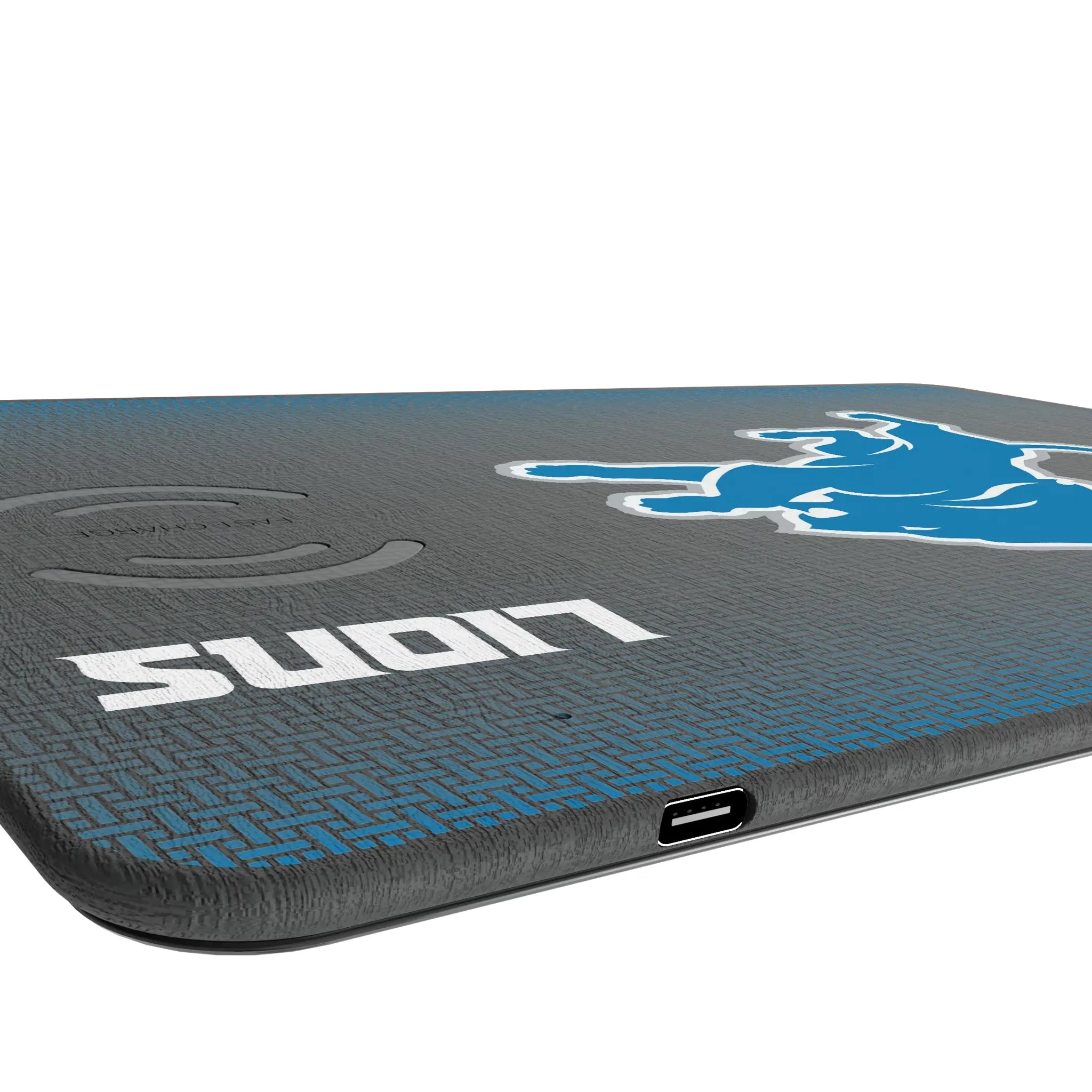 Detroit Lions Linen 15-Watt Wireless Charger and Mouse Pad