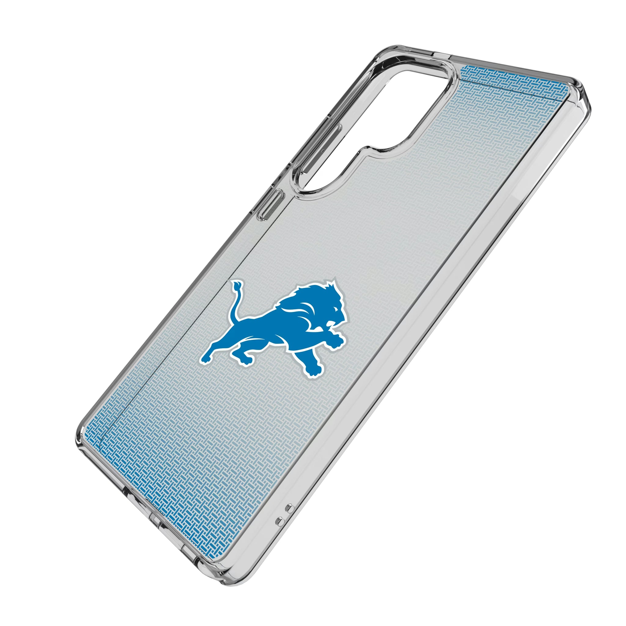 Detroit Lions Linen Galaxy Clear Phone Case for Samsung Galaxy - Isometric View