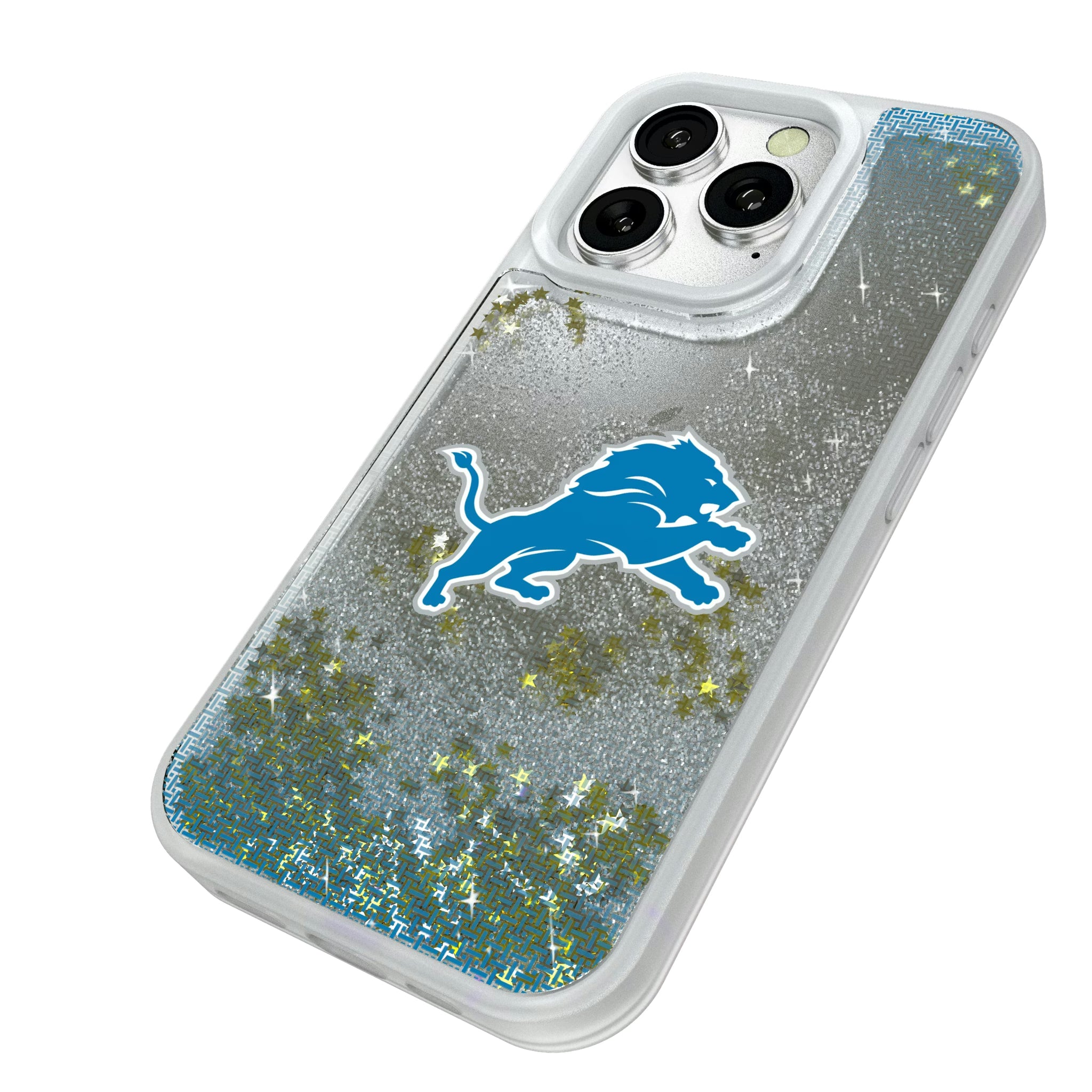 Detroit Lions Linen iPhone Glitter Phone Case for Apple iPhone - Isometric View#Device_iPhone 16 Pro
