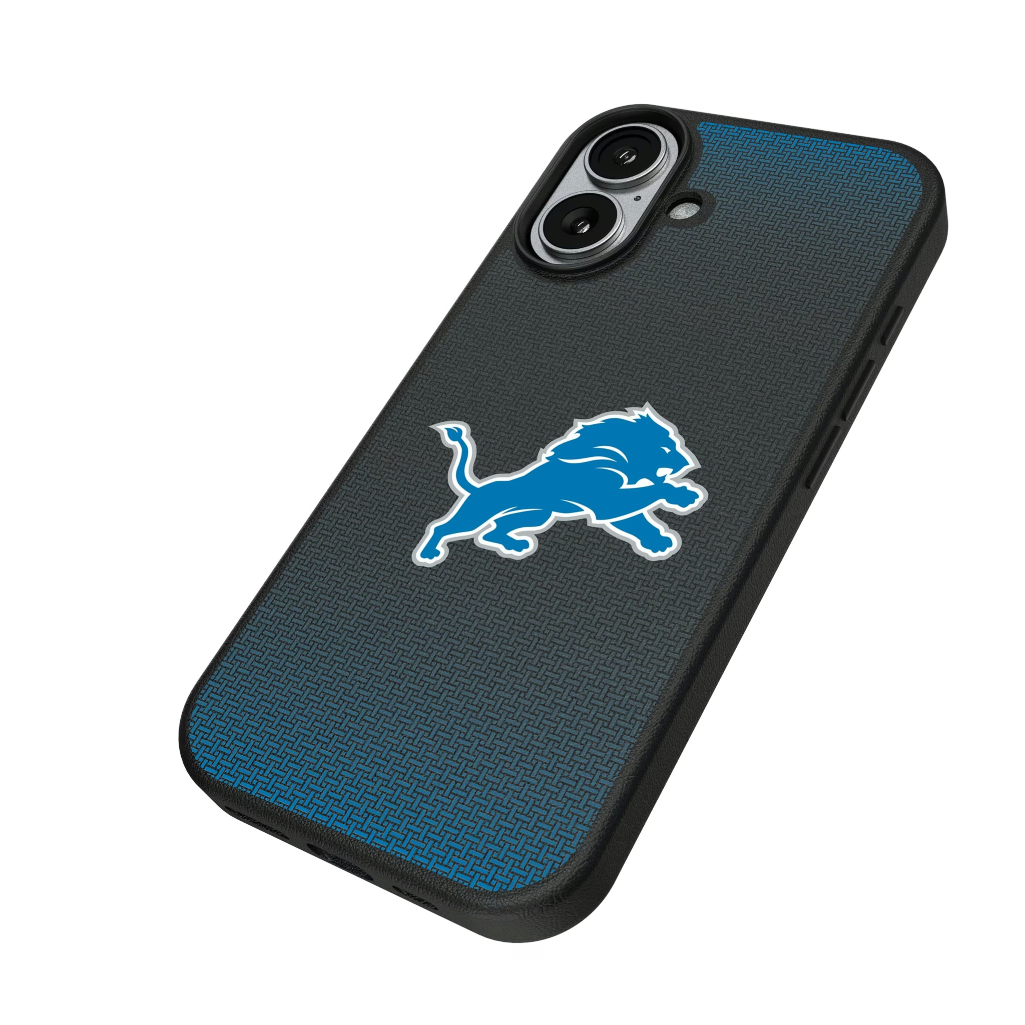 Detroit Lions Linen iPhone MagSafe Compatible Phone Case for Apple iPhone - Isometric View#Device_iPhone 17