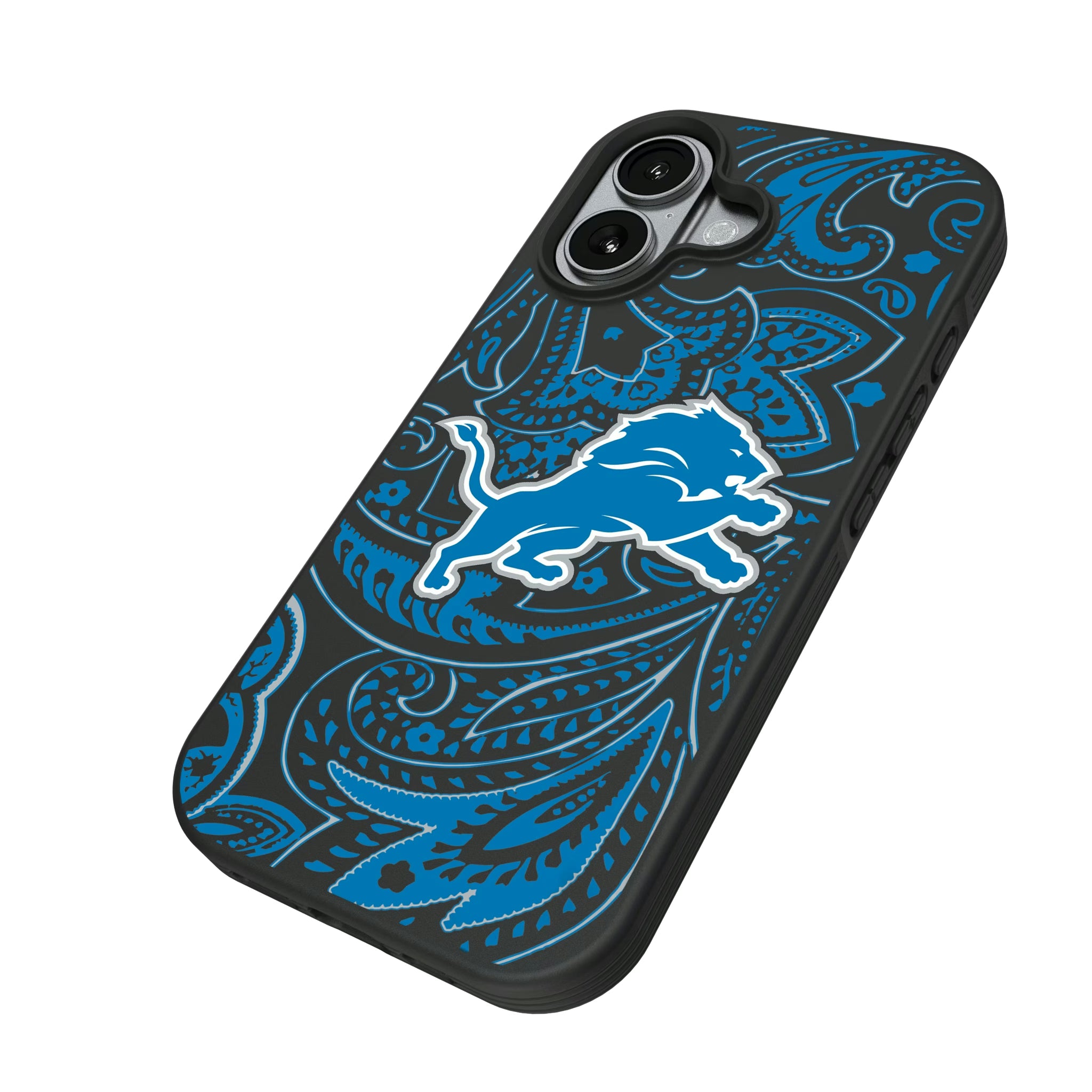 Detroit Lions Paisley iPhone Bump Phone Case for Apple iPhone - Isometric View#Device_iPhone 17