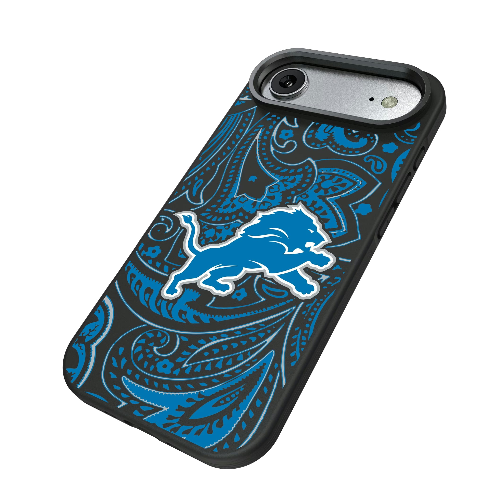 Detroit Lions Paisley iPhone Bump Phone Case for Apple iPhone - Isometric View#Device_iPhone Air