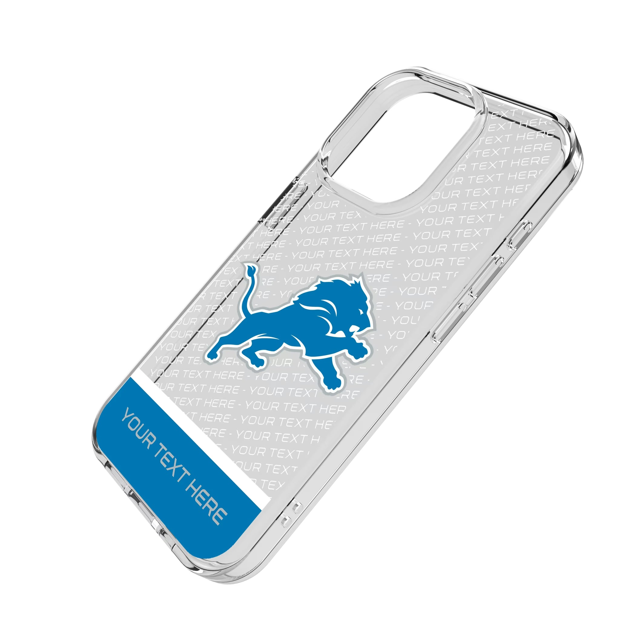Detroit Lions Personalized EndZone Plus iPhone Clear Phone Case for Apple iPhone - Isometric View