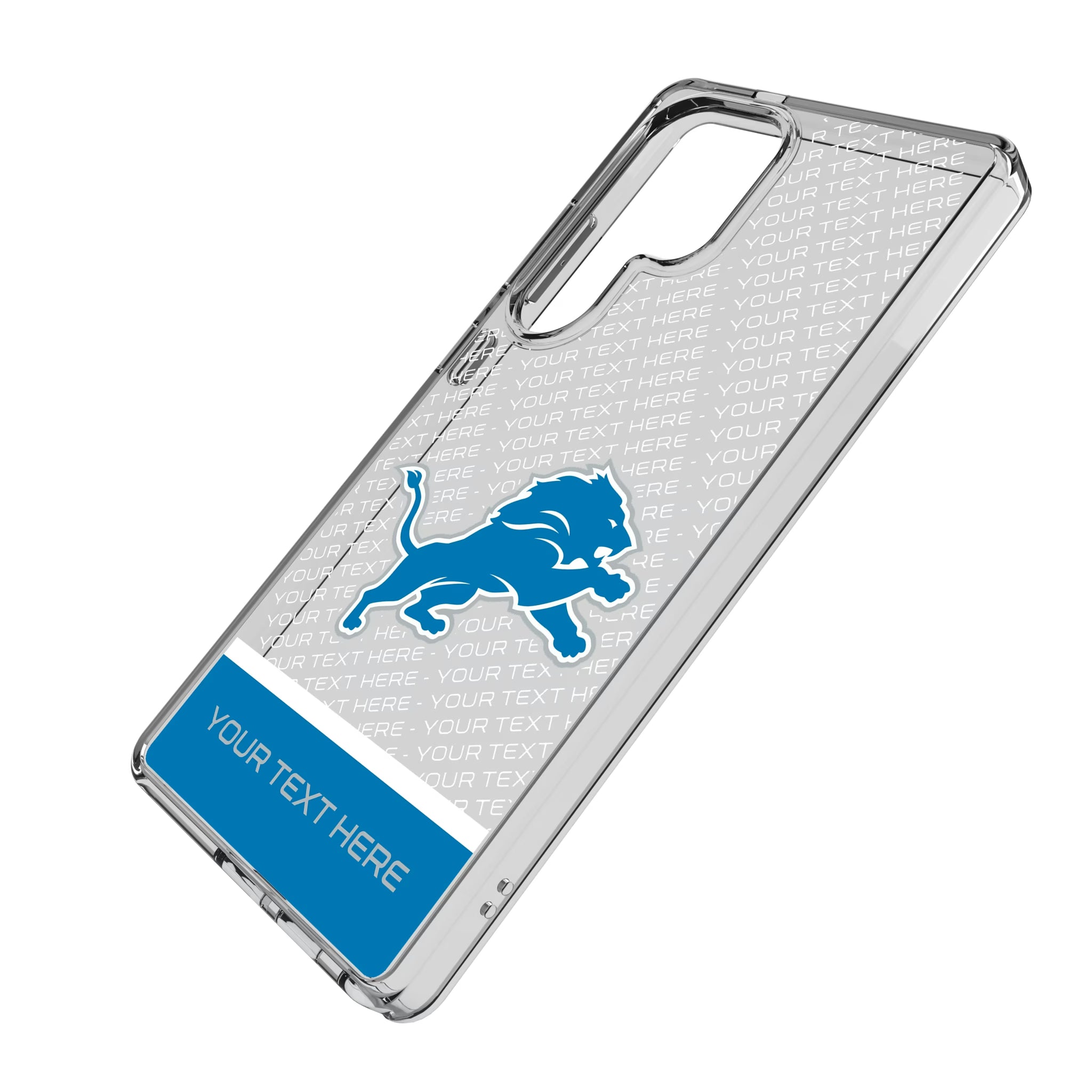 Detroit Lions Personalized EndZone Plus Galaxy Clear Phone Case for Samsung Galaxy - Isometric View