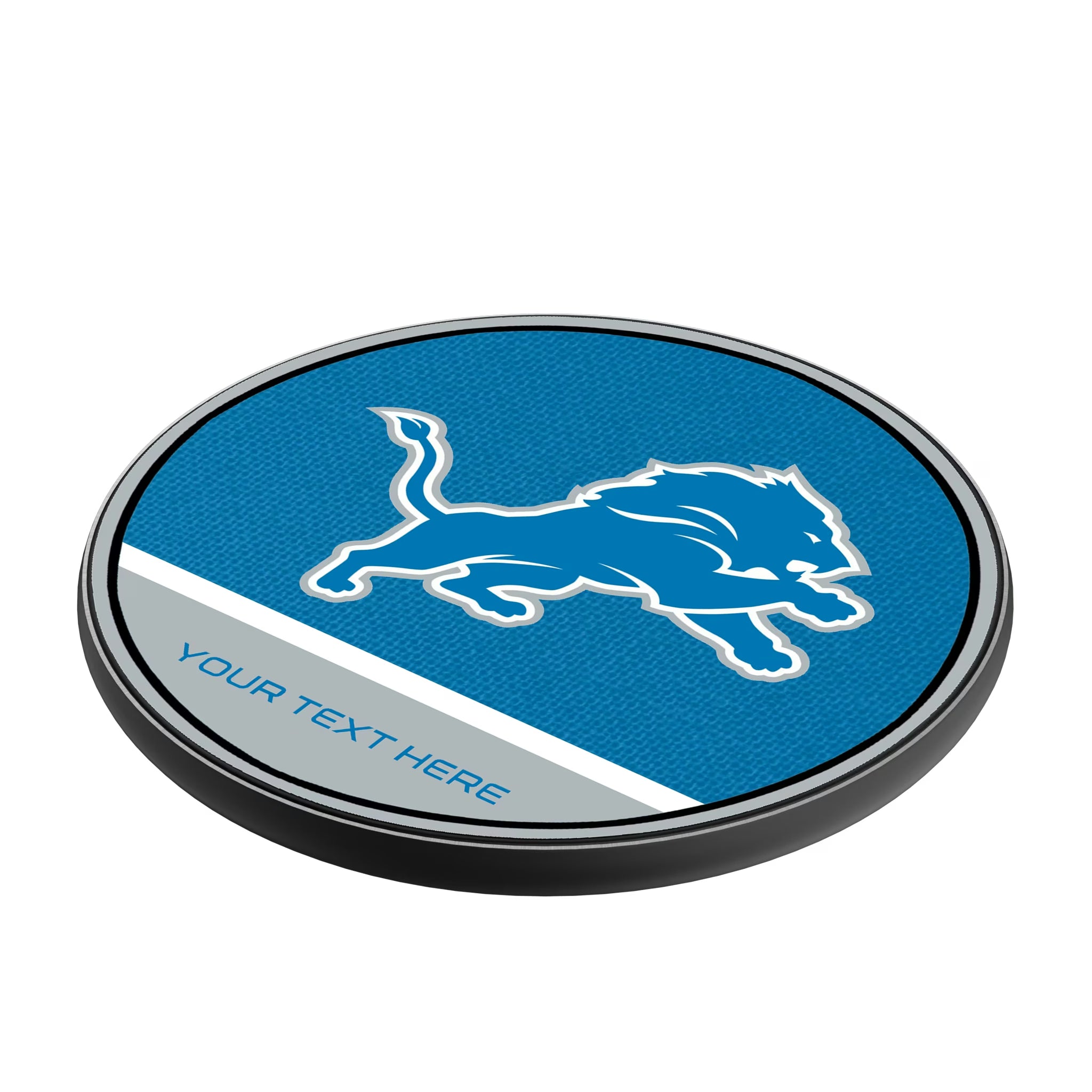 Detroit Lions Personalized Endzone Solid 15-Watt Wireless Charger - Isometric View