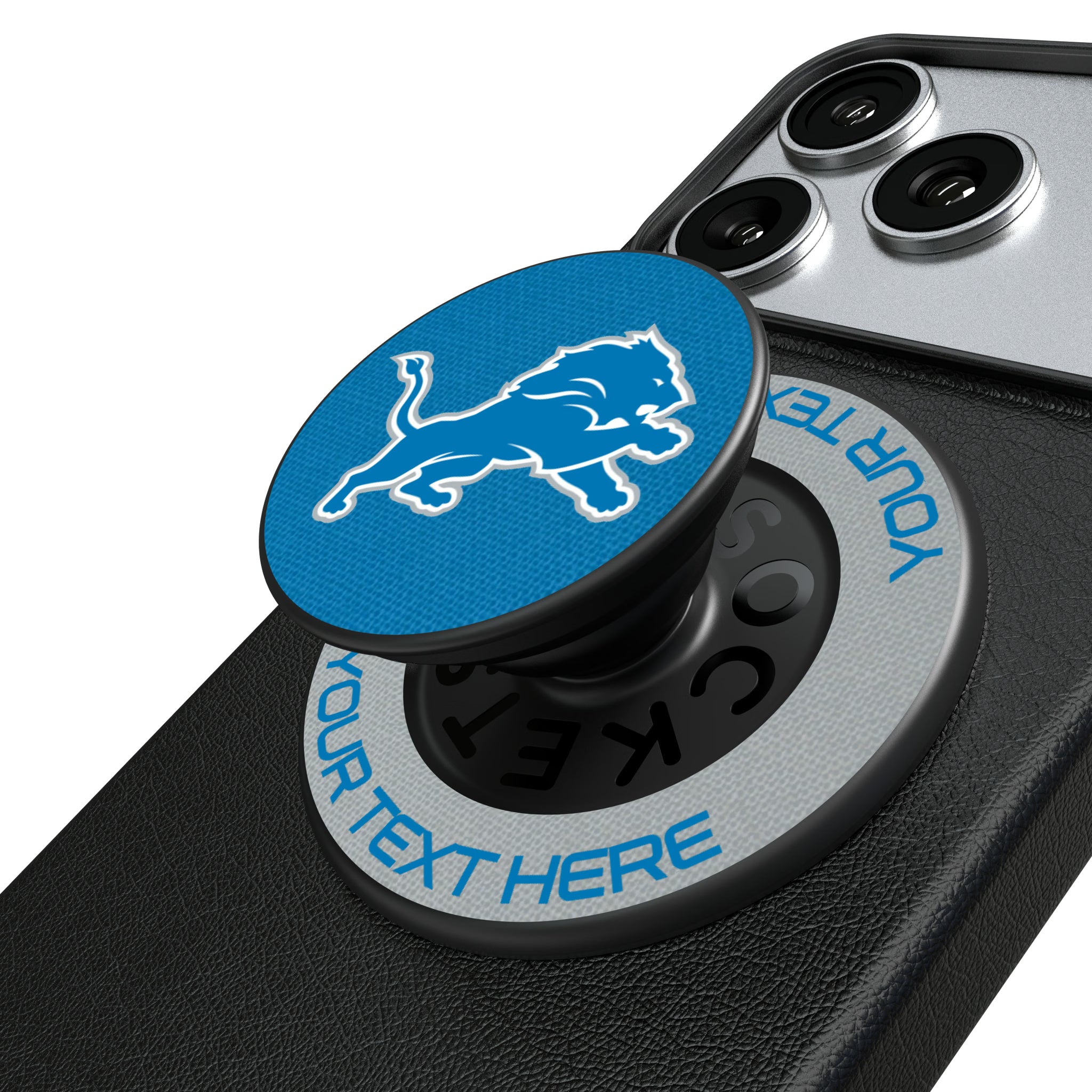 Detroit Lions Personalized Endzone Solid Popsockets Round Magnetic
