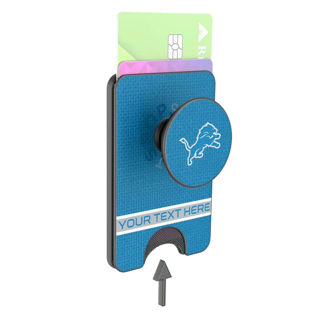 Detroit Lions Personalized Endzone Solid Popsockets Wallet Magnetic - Detail