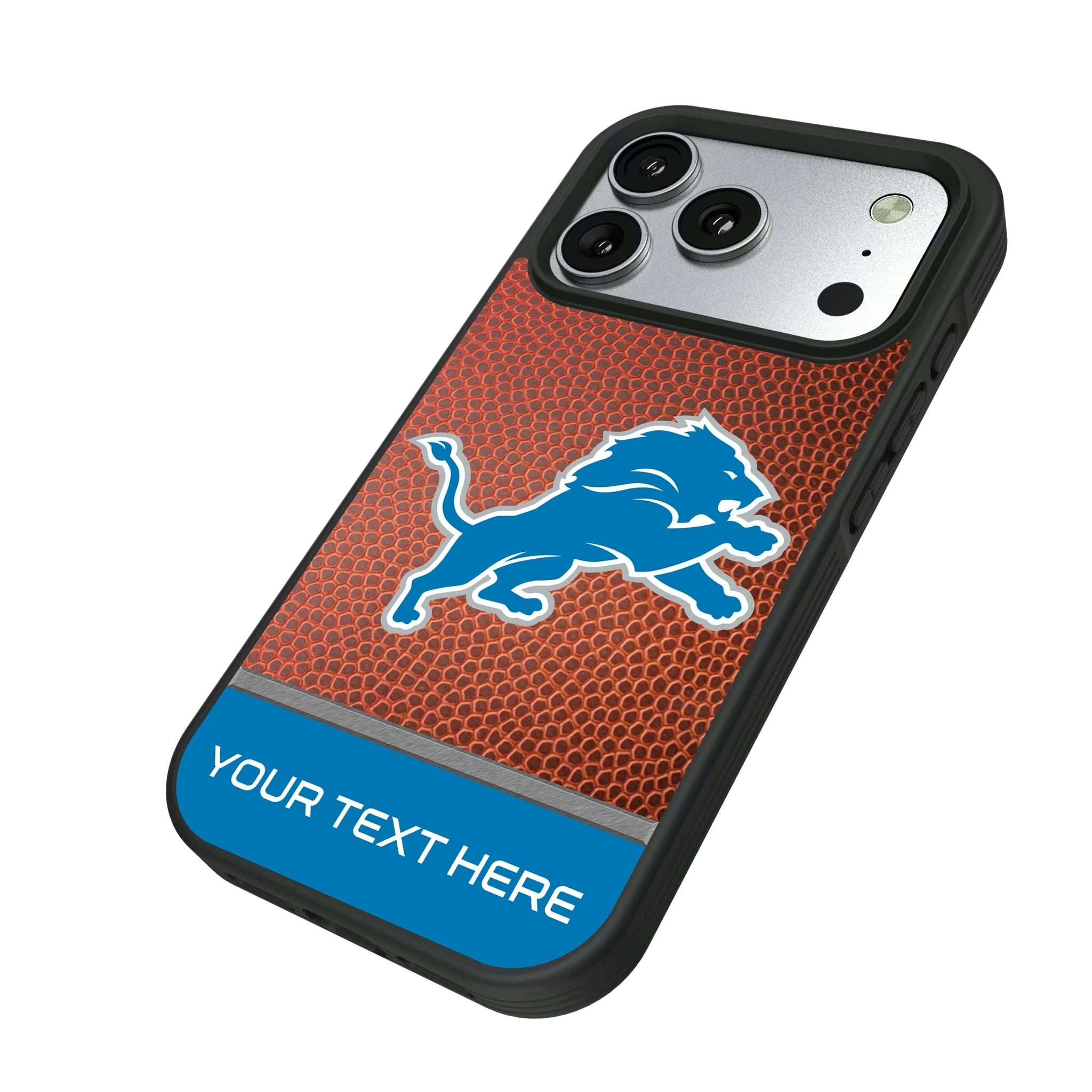 Detroit Lions Personalized Football iPhone Bump Phone Case for Apple iPhone - Isometric View#Device_iPhone 17 Pro