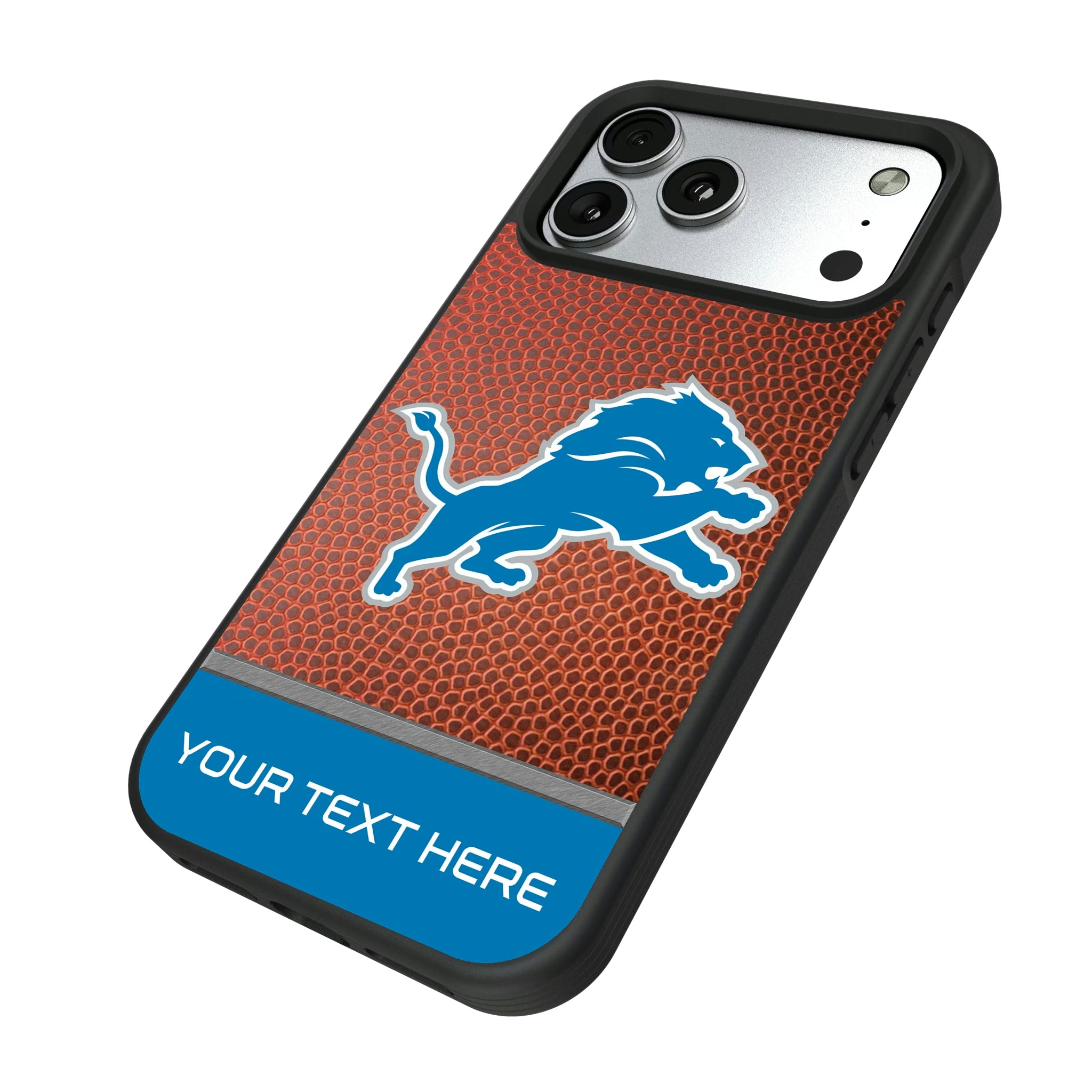 Detroit Lions Personalized Football iPhone Bump Phone Case for Apple iPhone - Isometric View#Device_iPhone 17 Pro Max