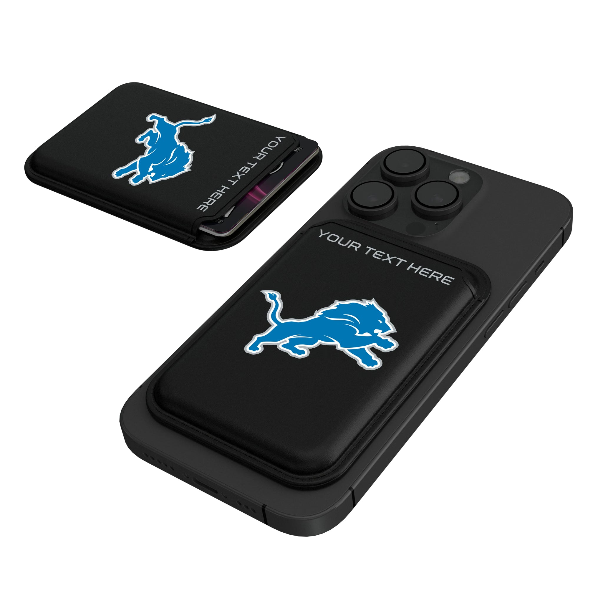Detroit Lions Personalized Insignia Black Magnetic Credit Card Wallet