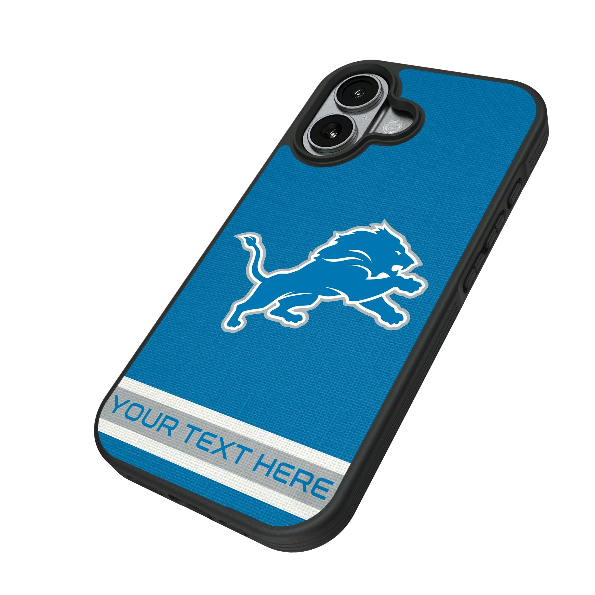 Detroit Lions Personalized Stripe iPhone Bump Phone Case for Apple iPhone - Isometric View#Device_iPhone 17